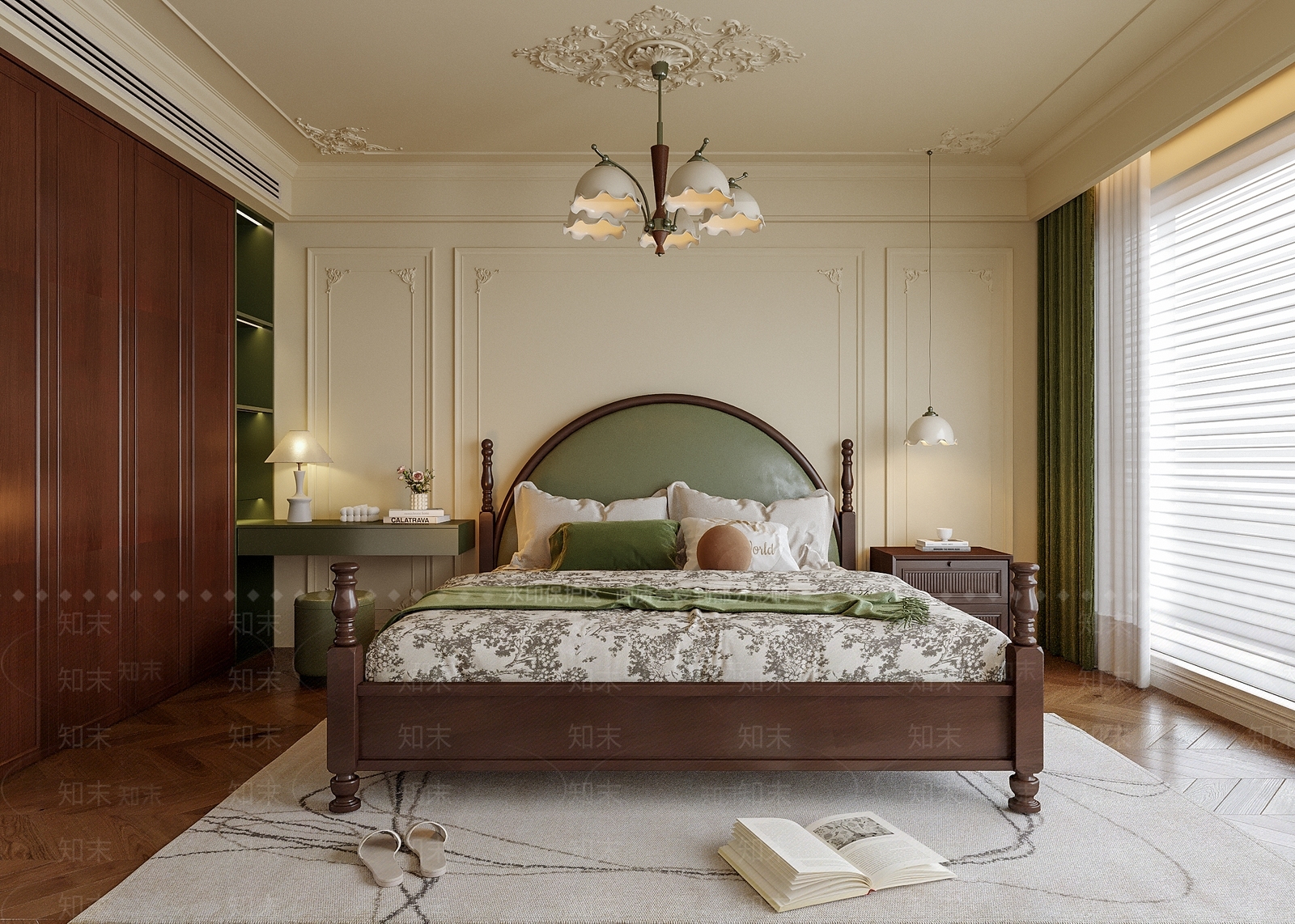 法式美式家居卧室3D模型下载【ID:1196972291】