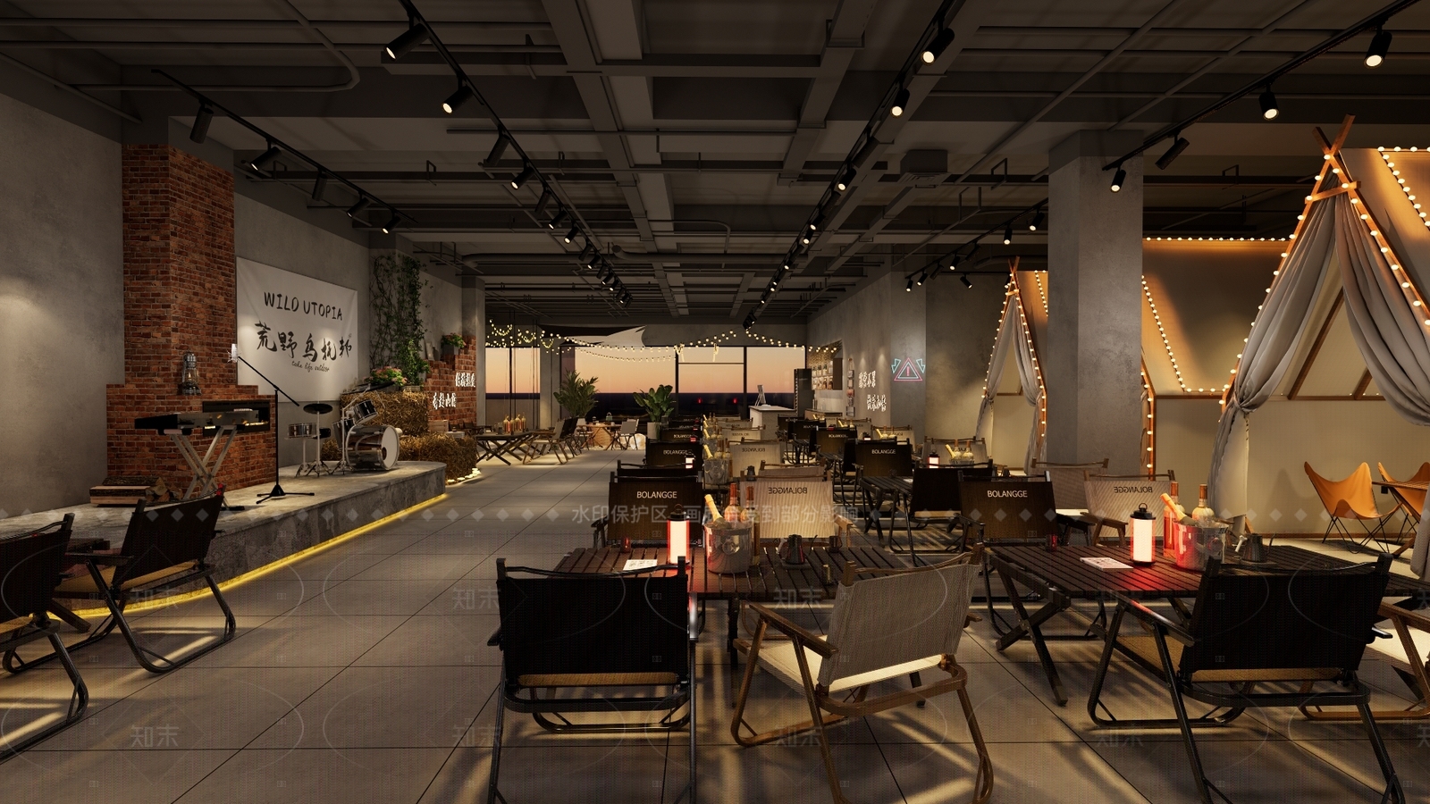 现代烧烤烤肉店SU模型下载【ID:1215954033】