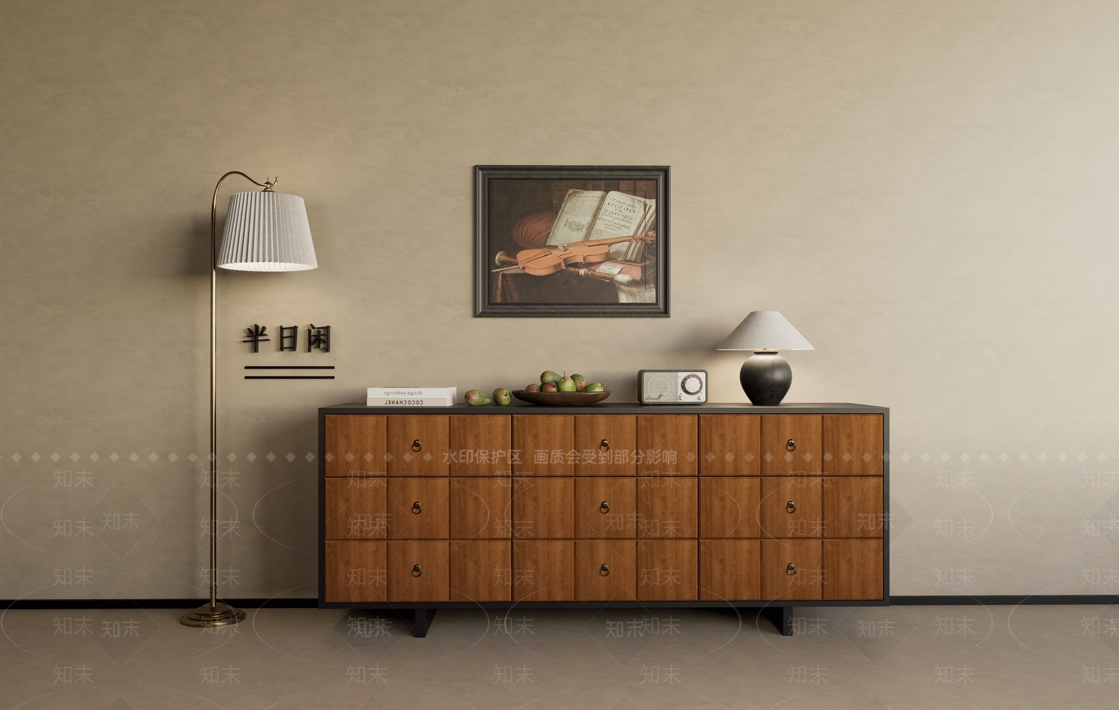 复古中古餐边柜3D模型下载【ID:1196983657】