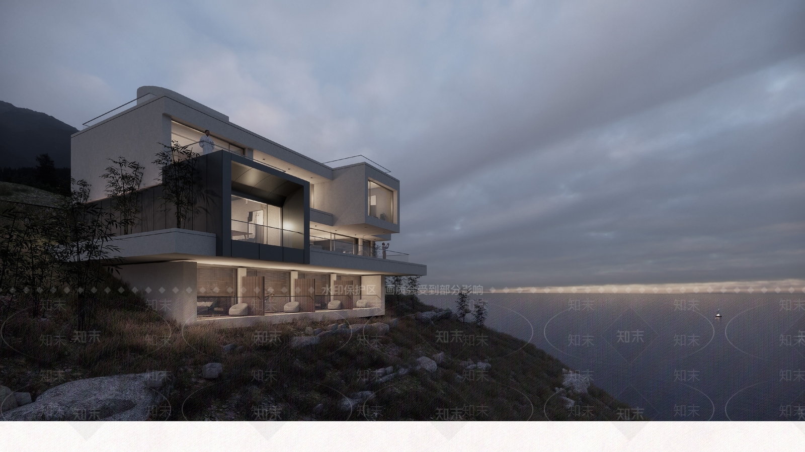 现代极简独栋别墅SU模型下载【ID:1197417996】
