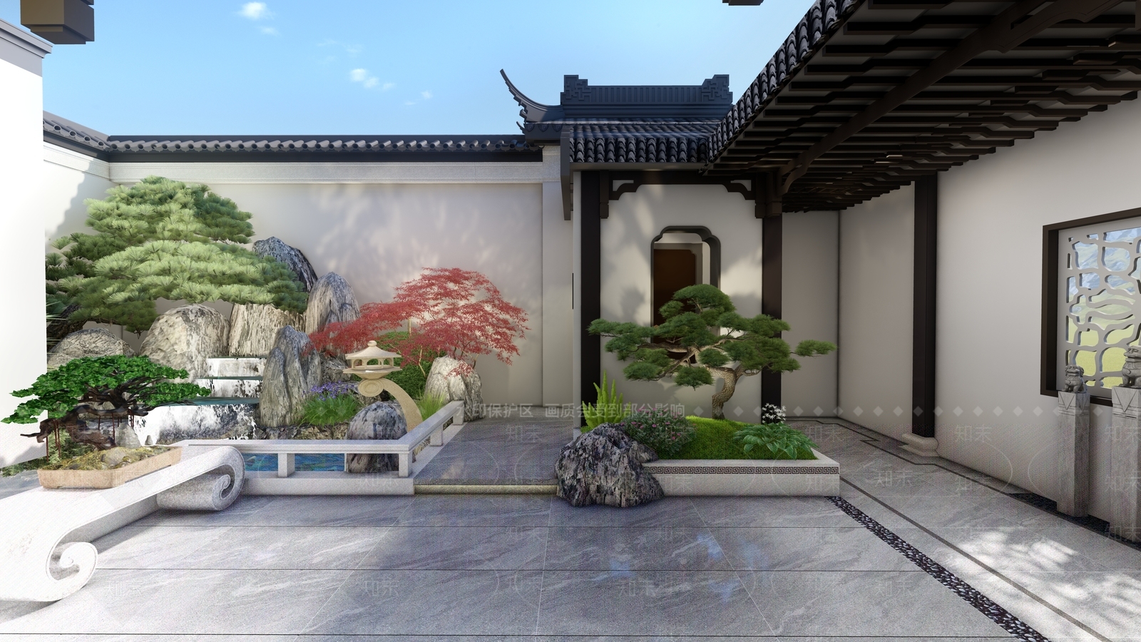 新中式中式别墅庭院SU模型下载【ID:1196993168】