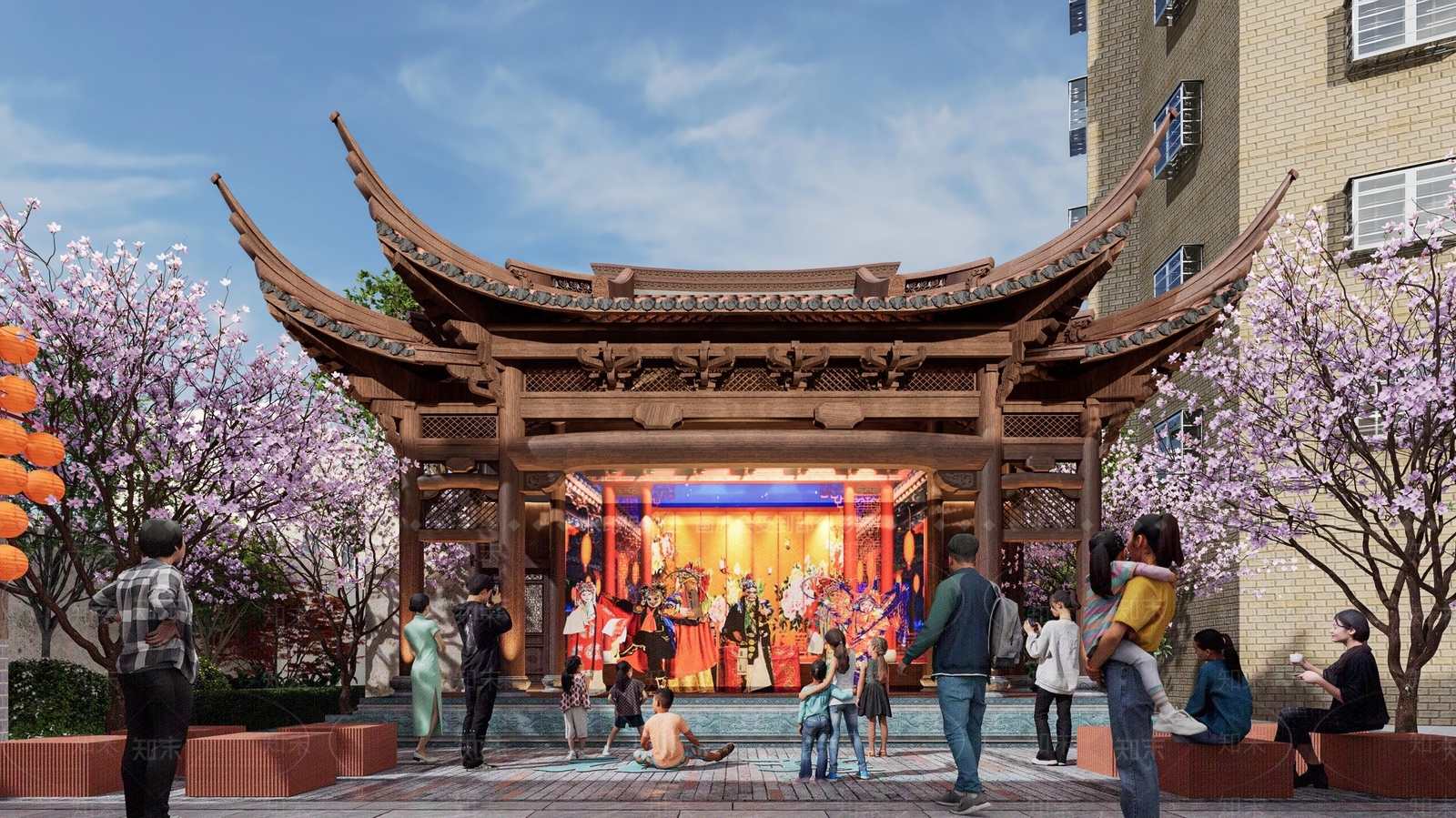 中式商业景观SU模型下载【ID:1196992928】