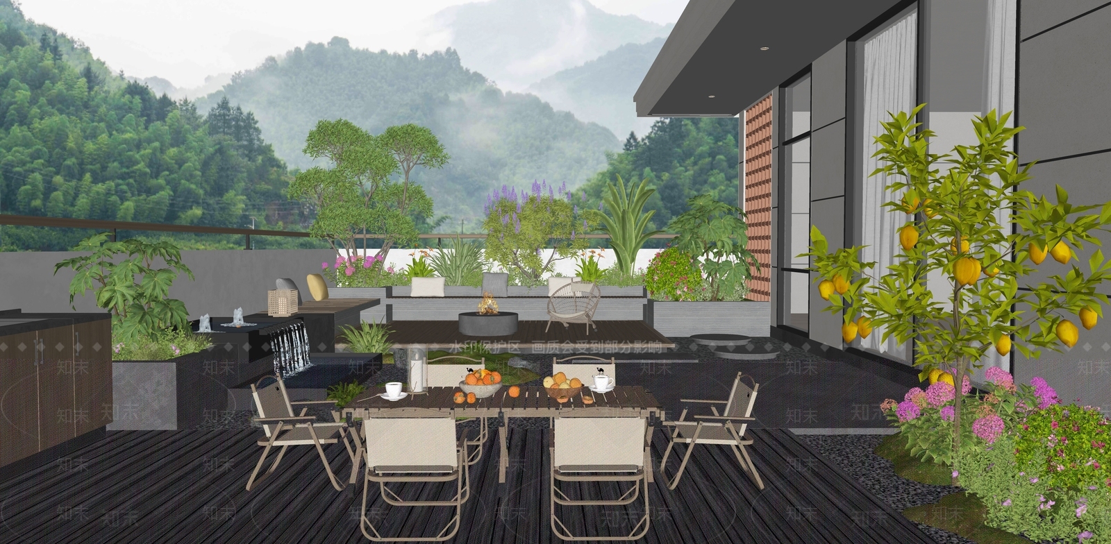 现代屋顶花园SU模型下载【ID:1196995052】