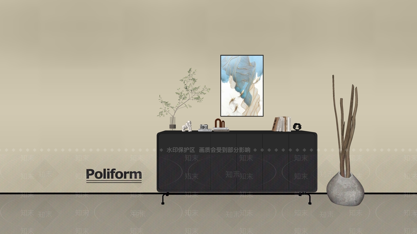 现代电视柜SU模型下载【ID:1196995408】