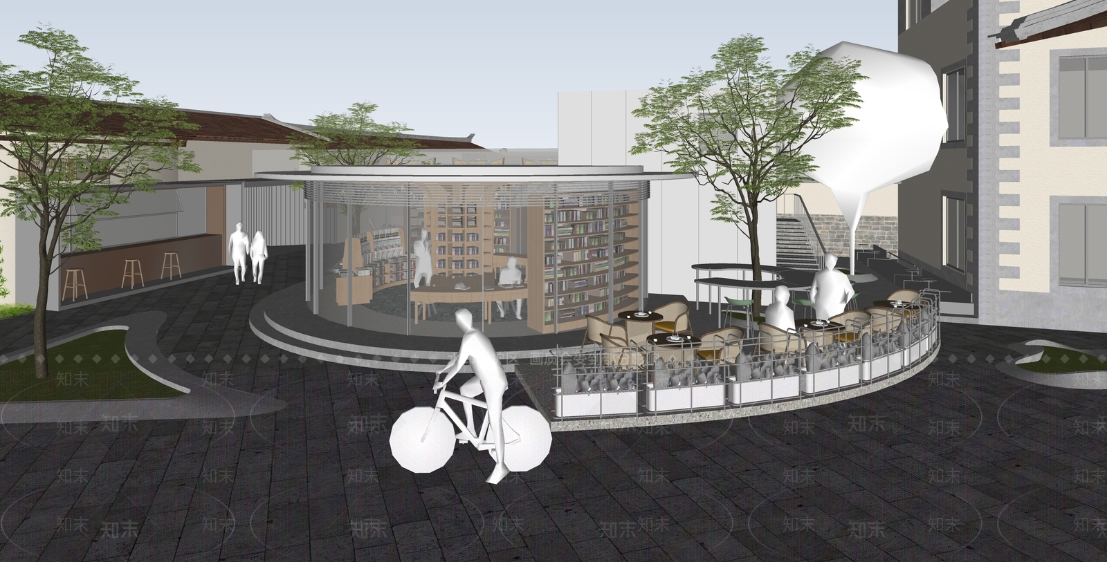 现代图书馆SU模型下载【ID:1196997723】