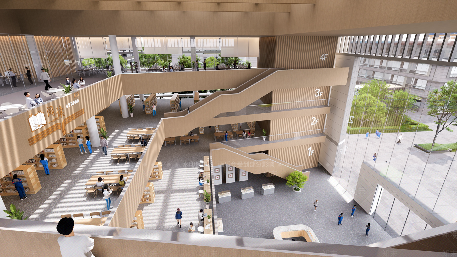 现代新中式图书馆建筑SU模型下载【ID:1197000054】