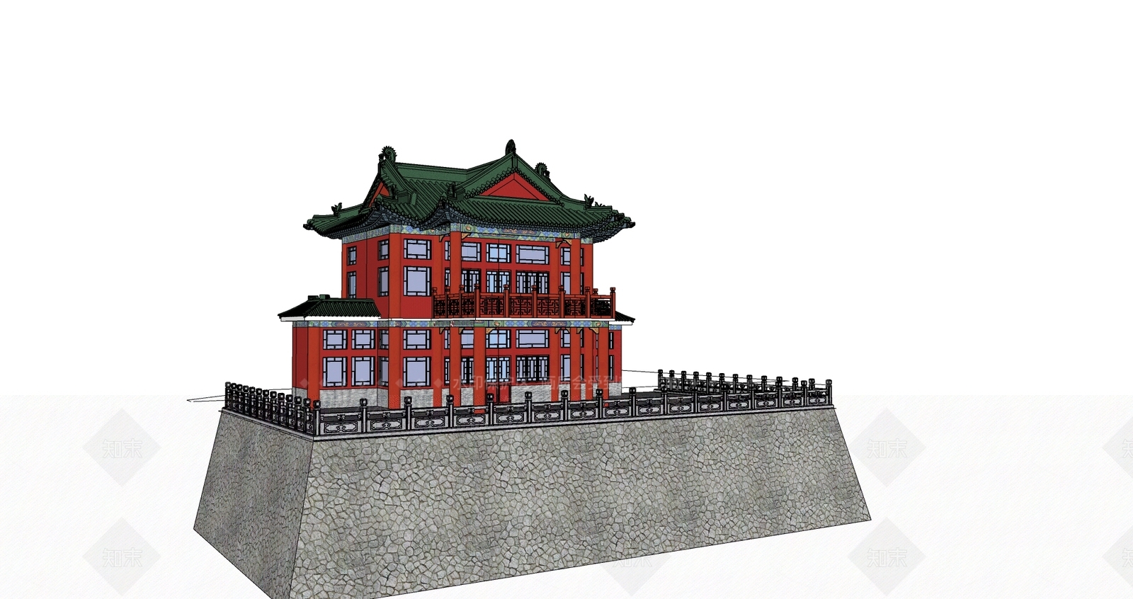 中式古建筑SU模型下载【ID:1197005883】