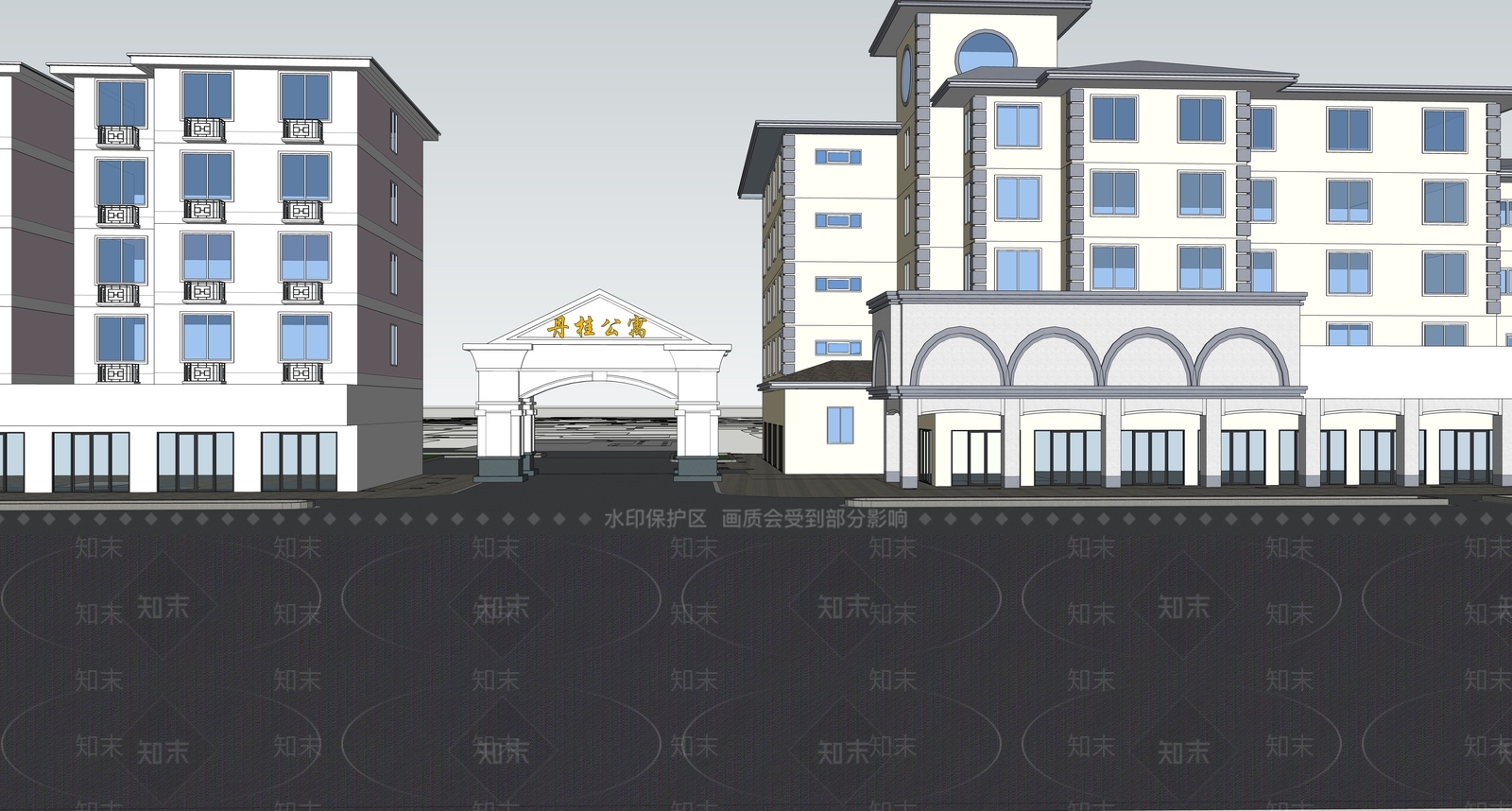 新中式现代小区建筑SU模型下载【ID:1197007997】