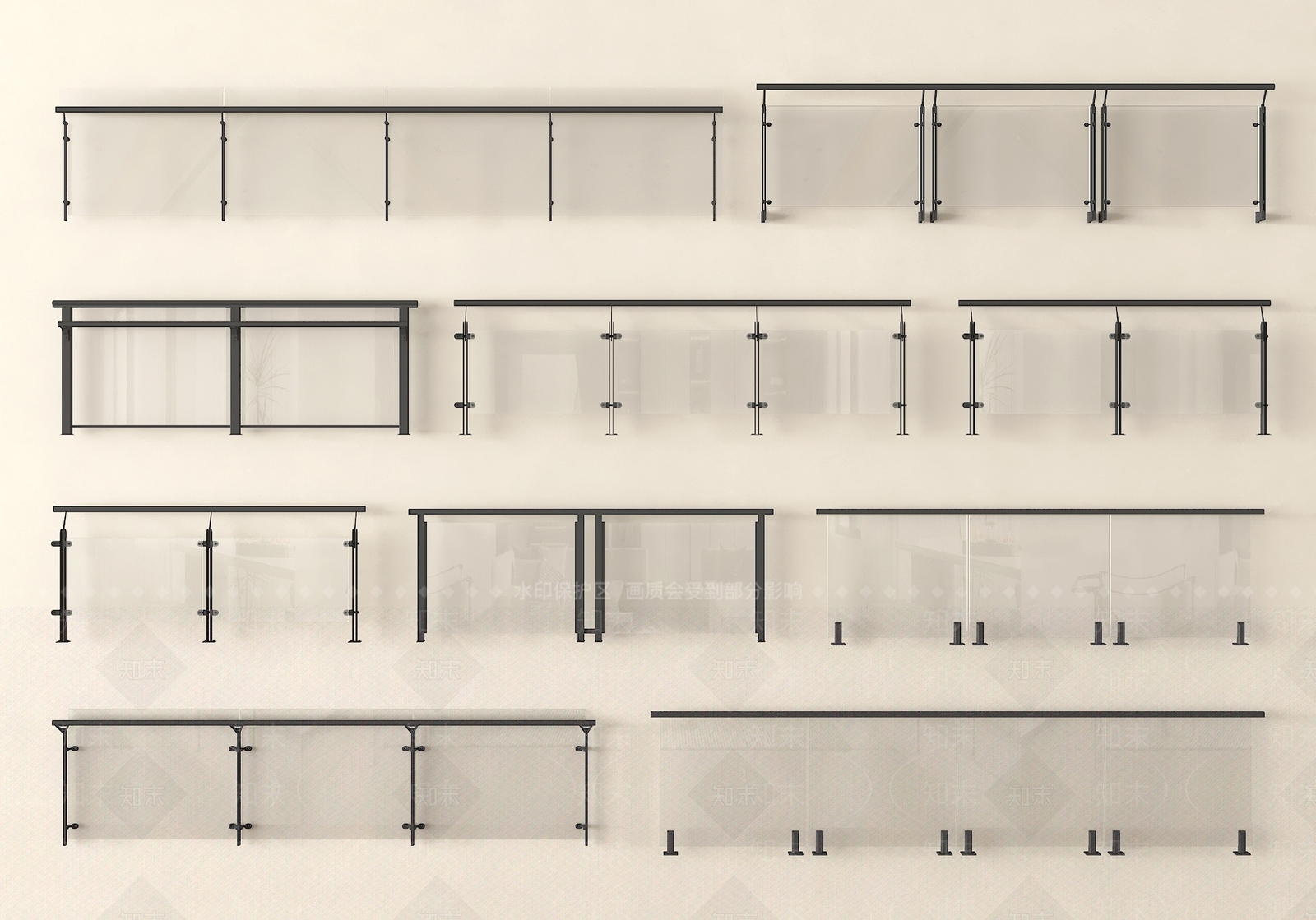 现代栏杆3D模型下载【ID:1197009237】