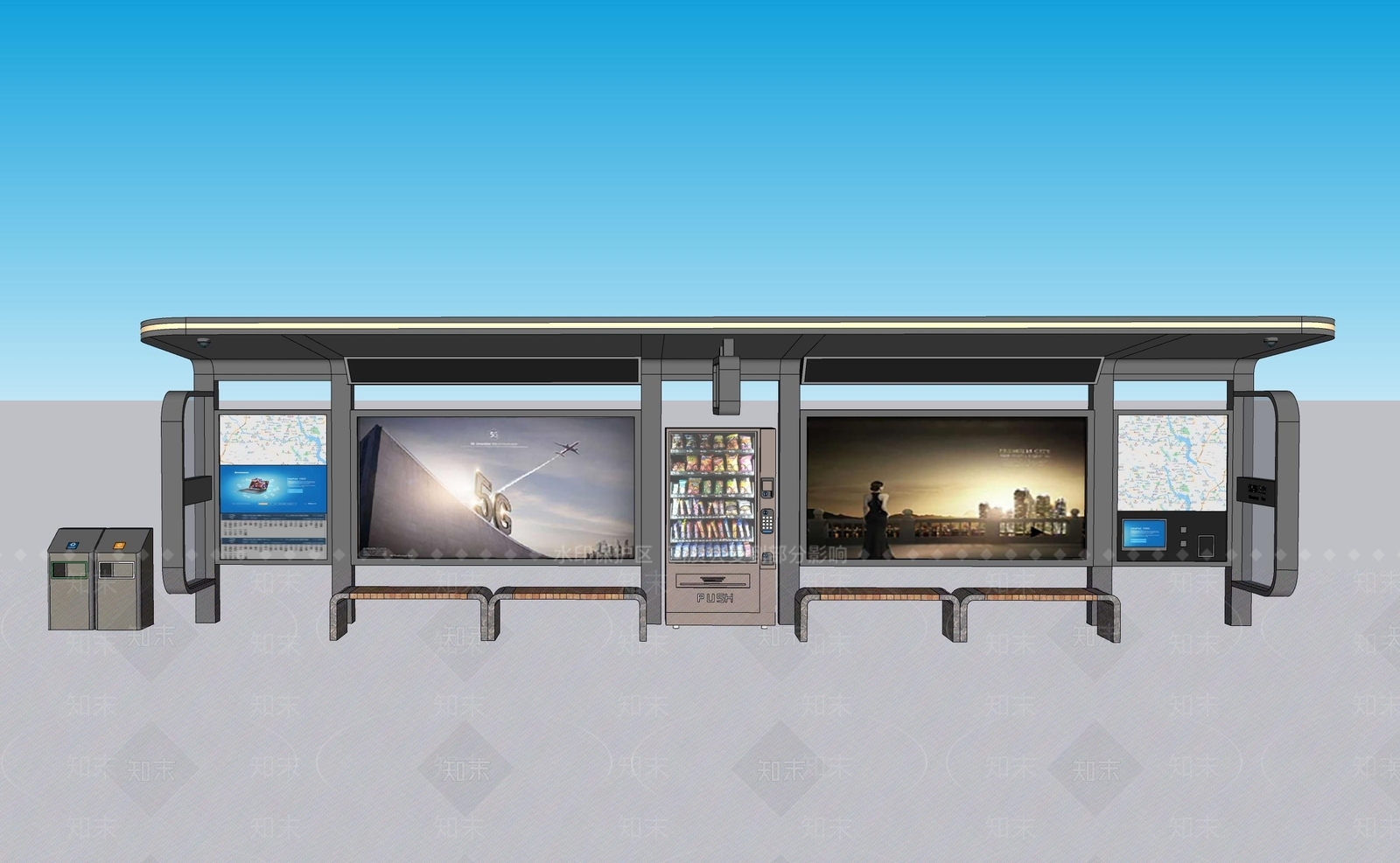 现代公交站台SU模型下载【ID:1197010256】