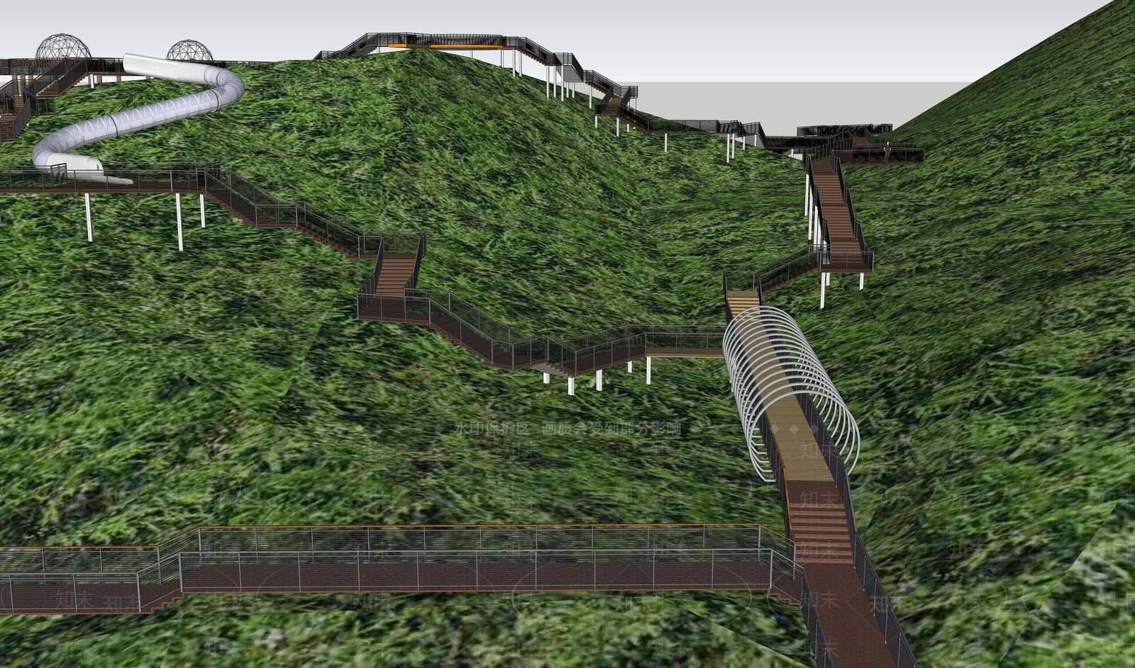 现代景观桥SU模型下载【ID:1197010490】