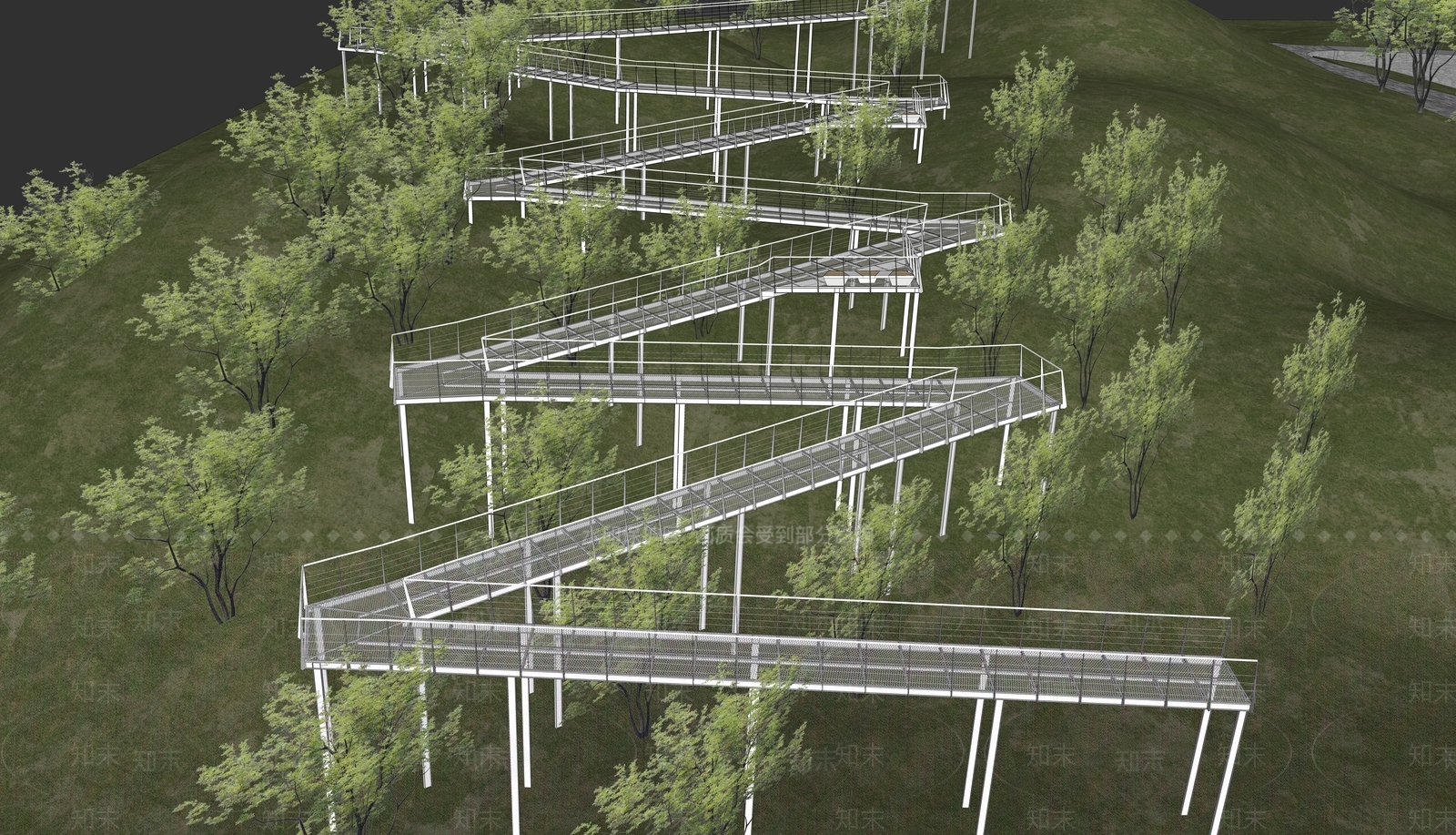 现代景观桥SU模型下载【ID:1197010539】