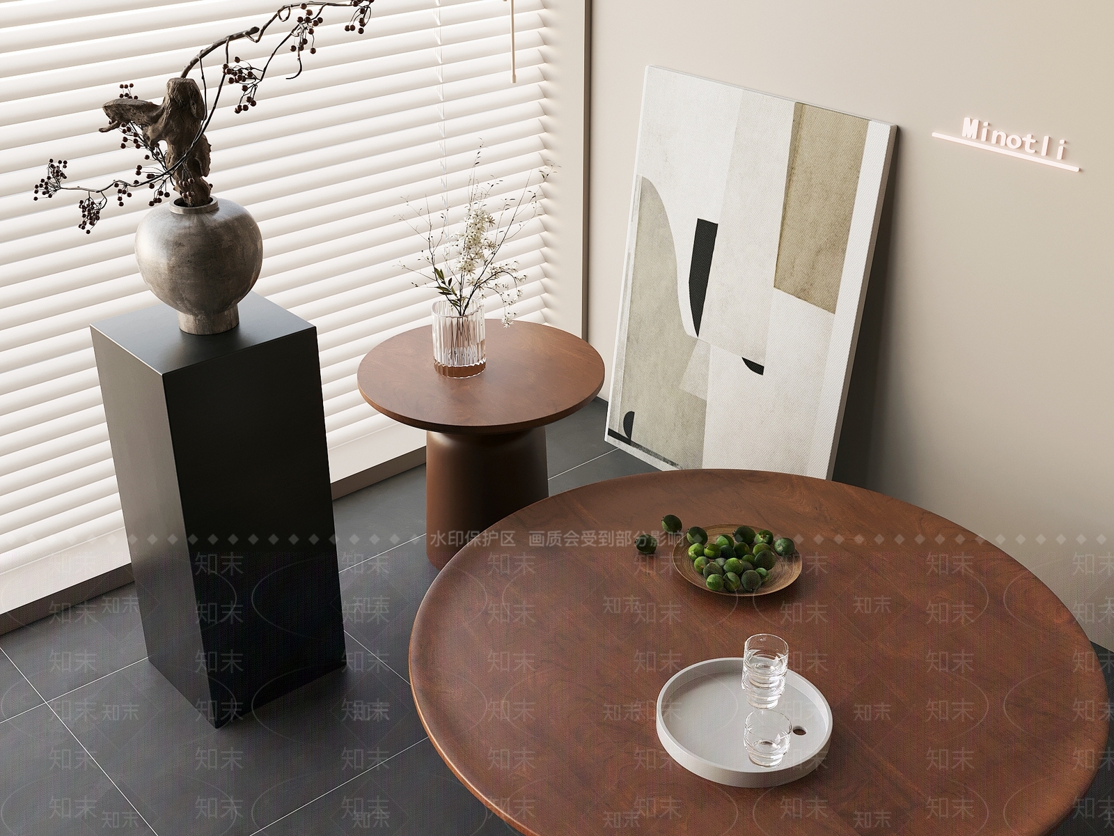 中古侘寂茶几SU模型下载【ID:1197011011】