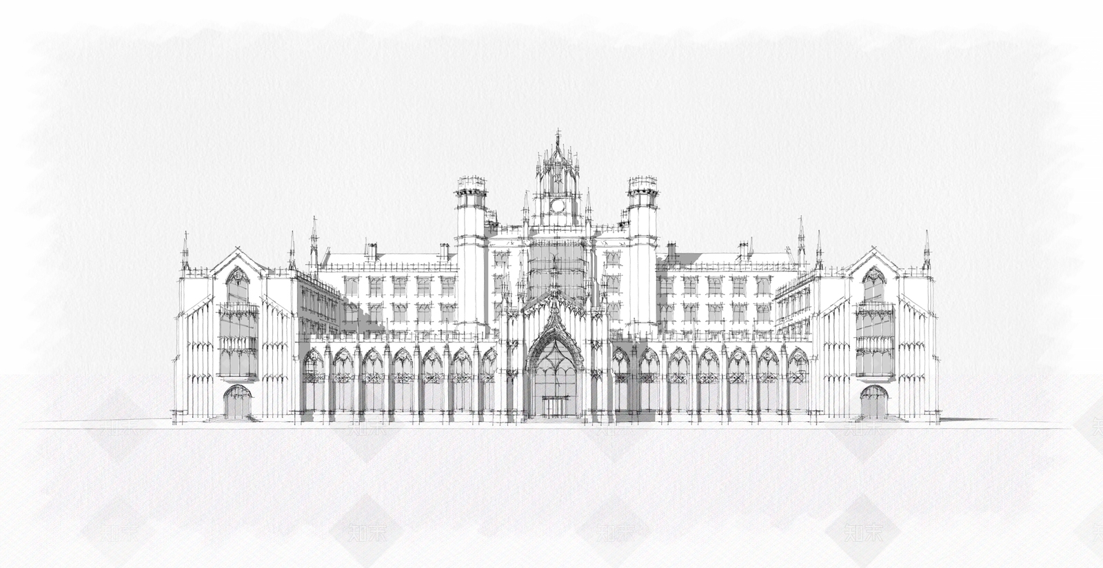 欧式酒店建筑SU模型下载【ID:1197011795】