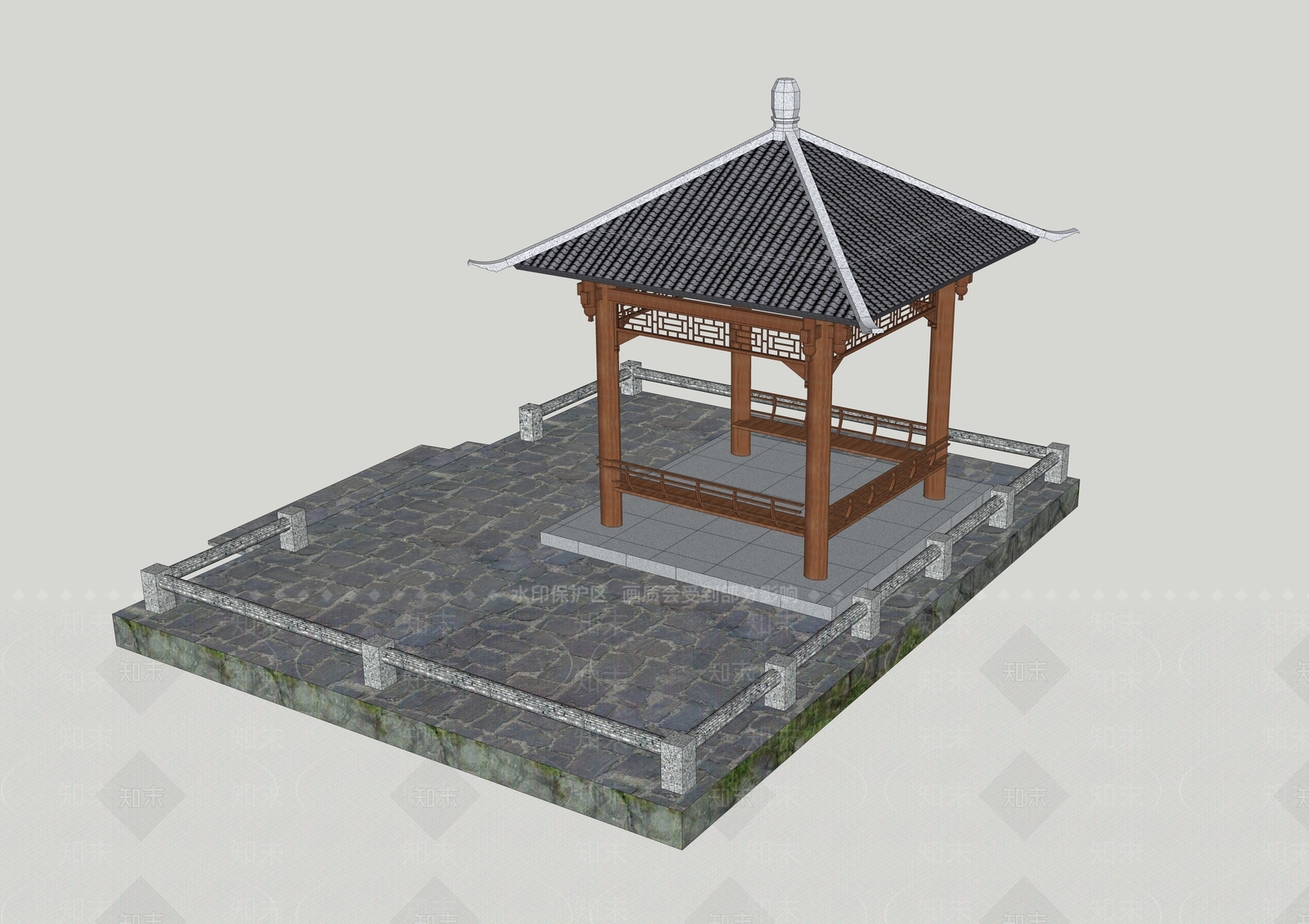 新中式中式亭子SU模型下载【ID:1197011925】