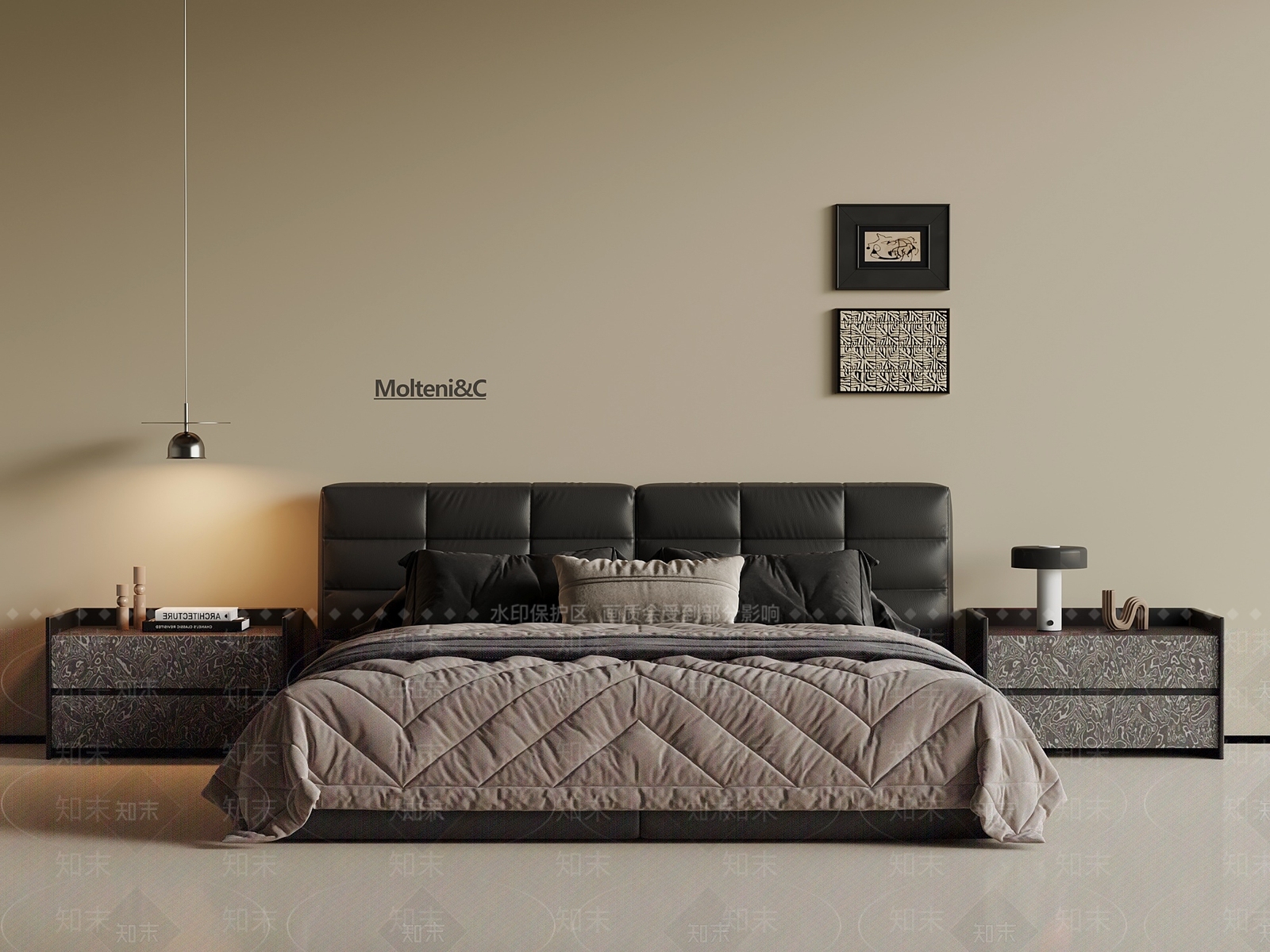 现代意式双人床SU模型下载【ID:1197021623】