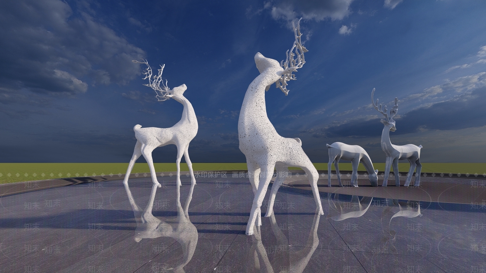 现代雕塑小品SU模型下载【ID:1197026256】