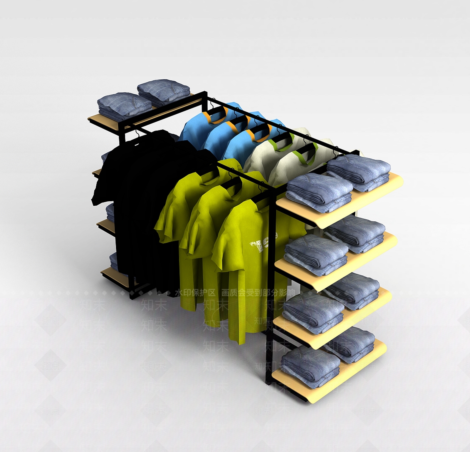现代市场服装展示架3D模型下载【ID:1197027432】