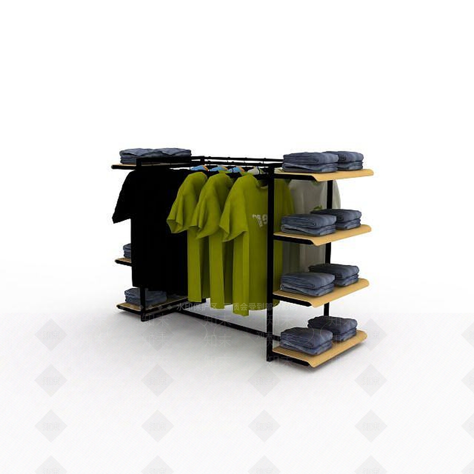 现代市场服装展示架3D模型下载【ID:1197027432】
