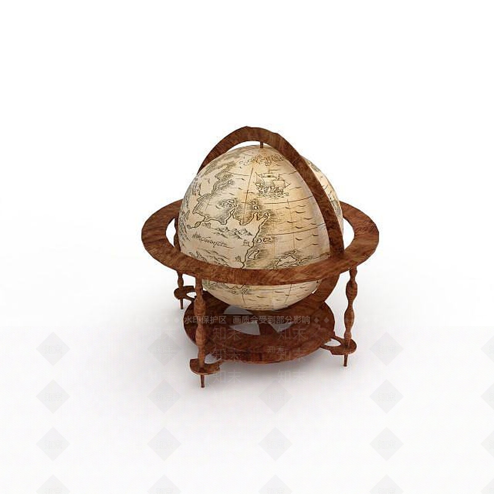 现代教学地球仪3D模型下载【ID:1197027755】