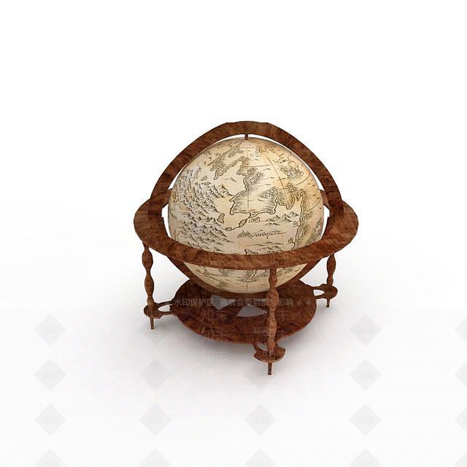 现代教学地球仪3D模型下载【ID:1197027755】