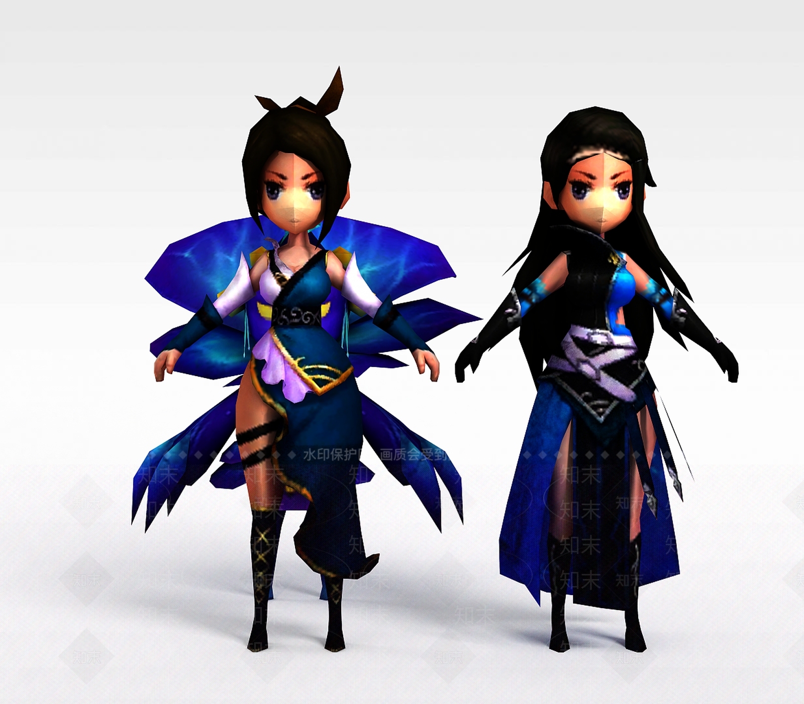 现代蓝衣女战士3D模型下载【ID:1197031658】