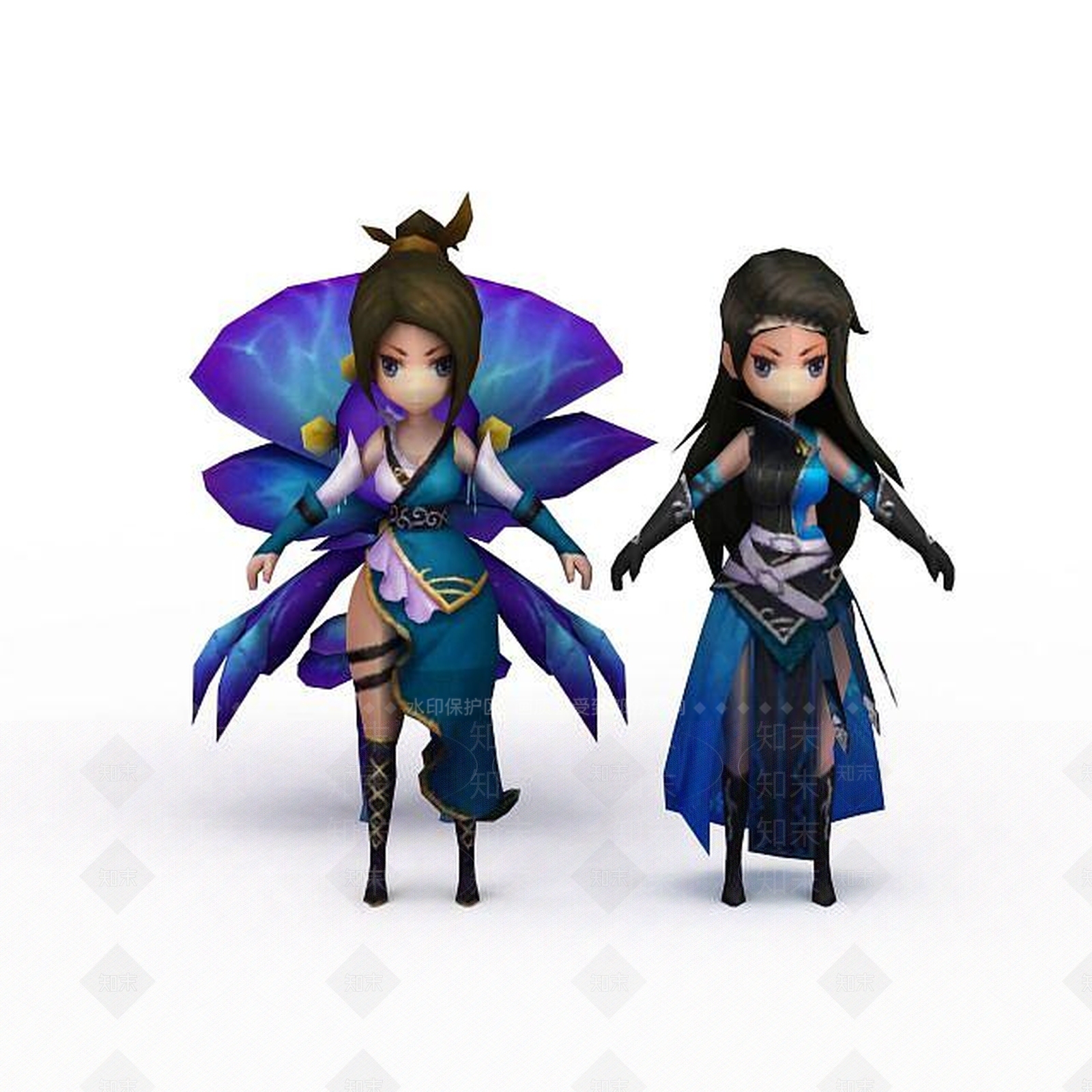 现代蓝衣女战士3D模型下载【ID:1197031658】