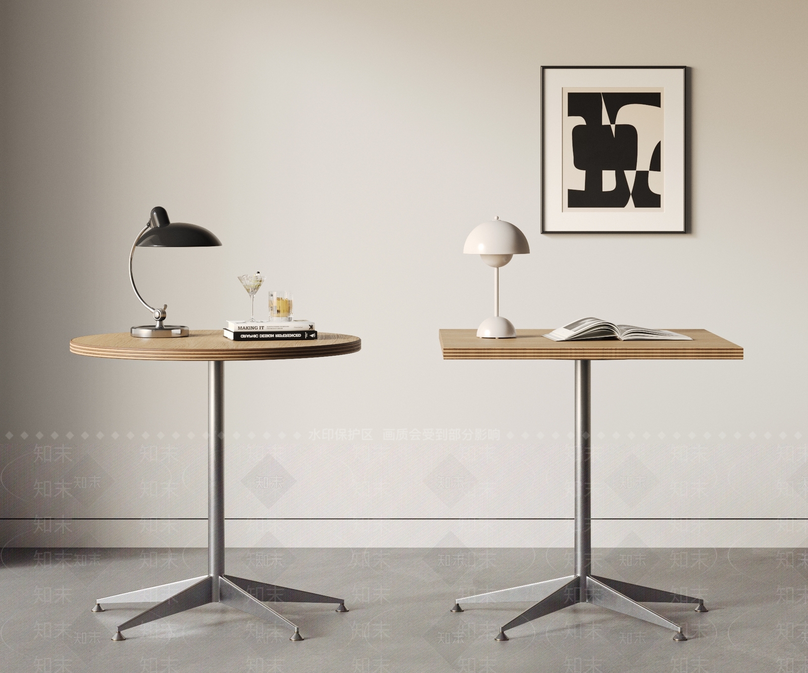 现代复古餐桌3D模型下载【ID:1197036782】