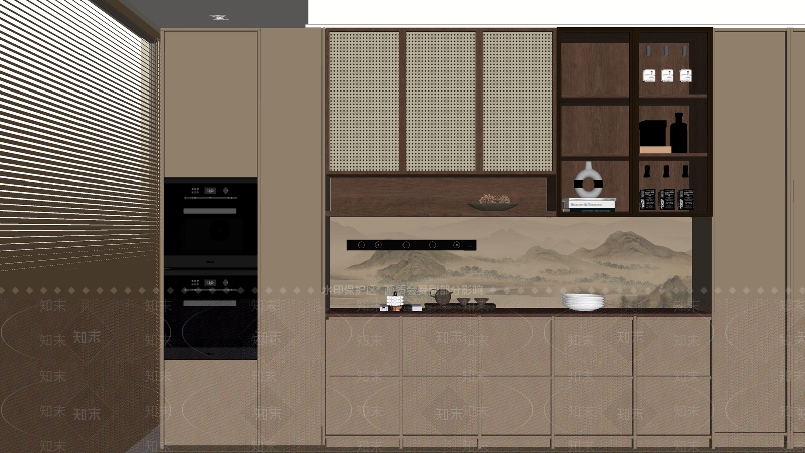 新中式中式酒柜SU模型下载【ID:1197038392】