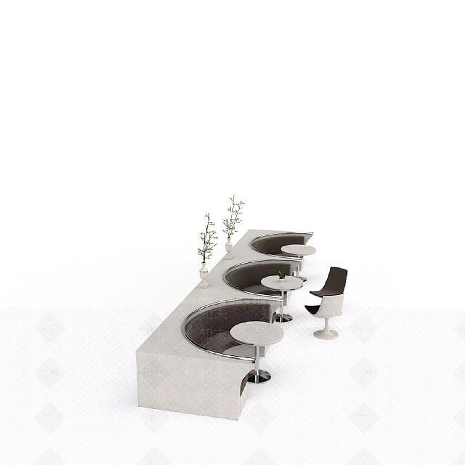 现代餐厅桌椅组合3D模型下载【ID:1197042740】