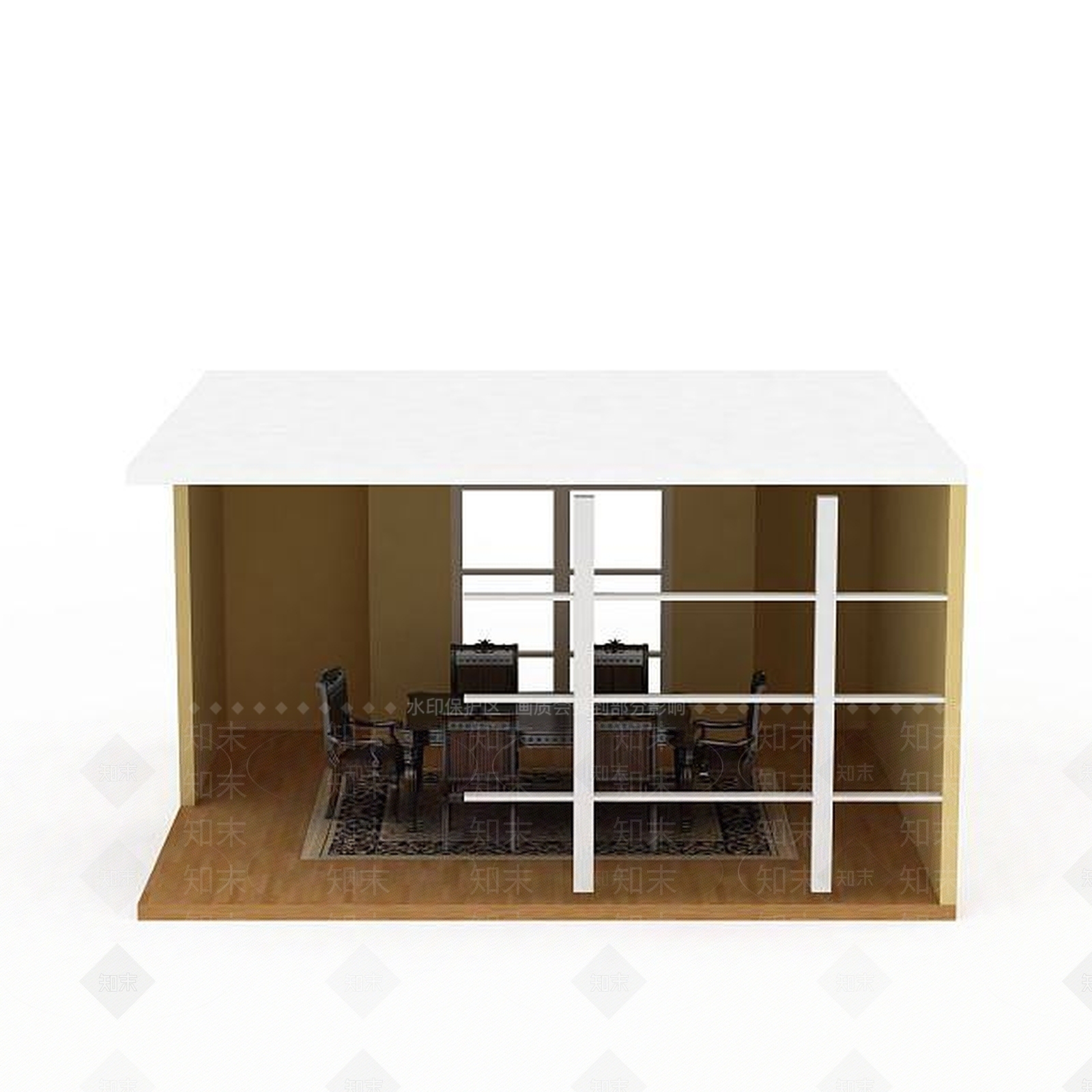 现代客厅桌椅组合3D模型下载【ID:1197042951】