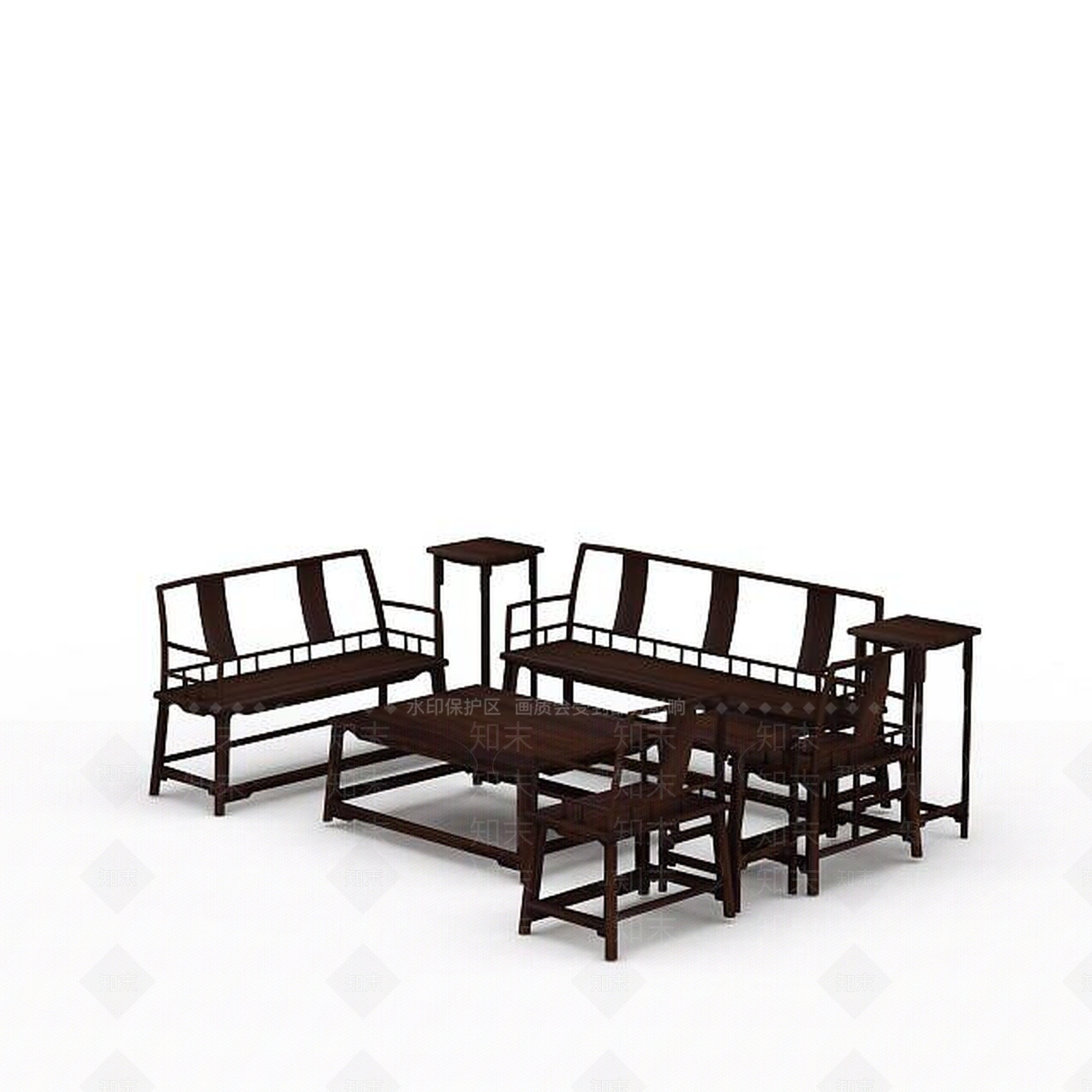 现代实木桌椅3D模型下载【ID:1197043906】