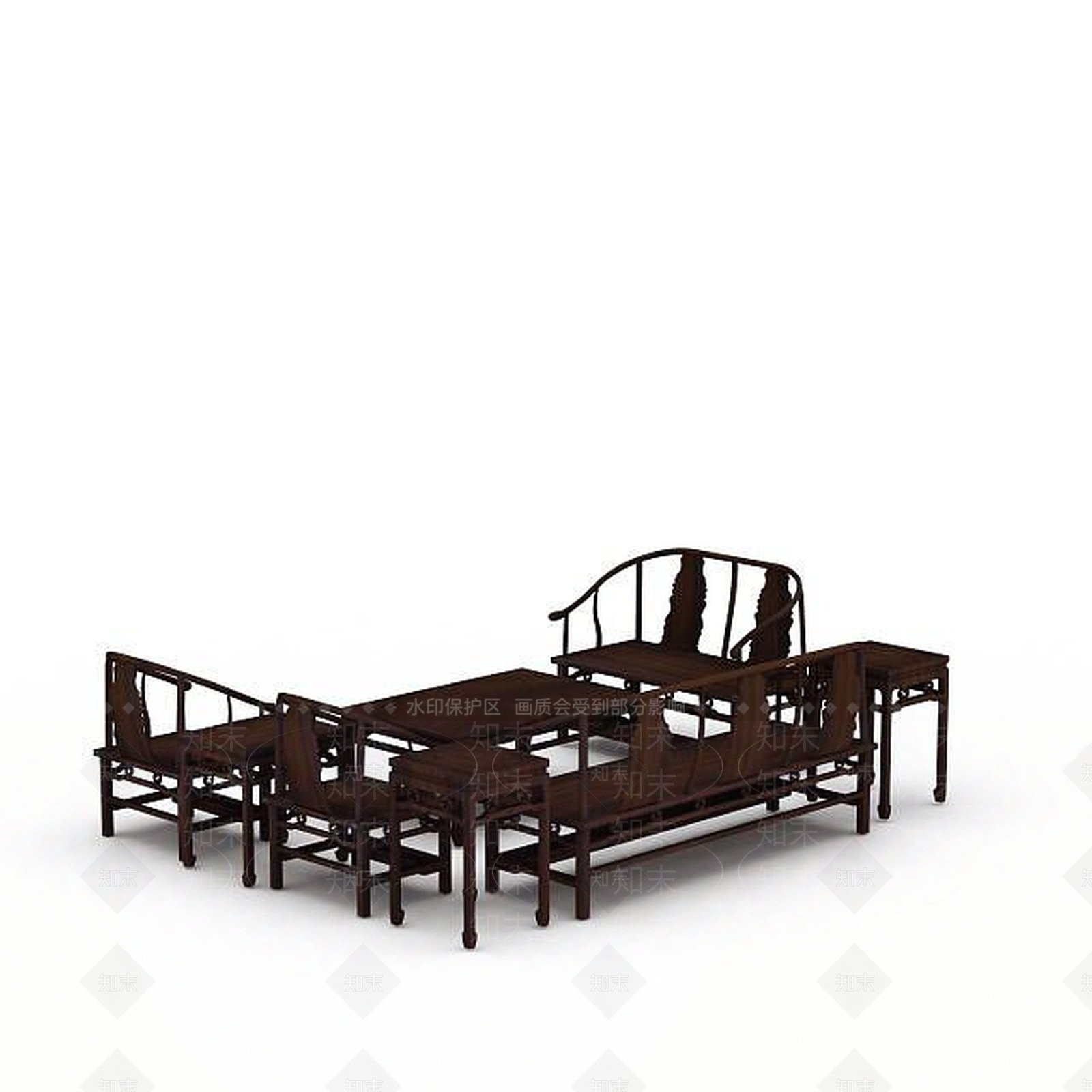 现代实木桌椅3D模型下载【ID:1197044048】