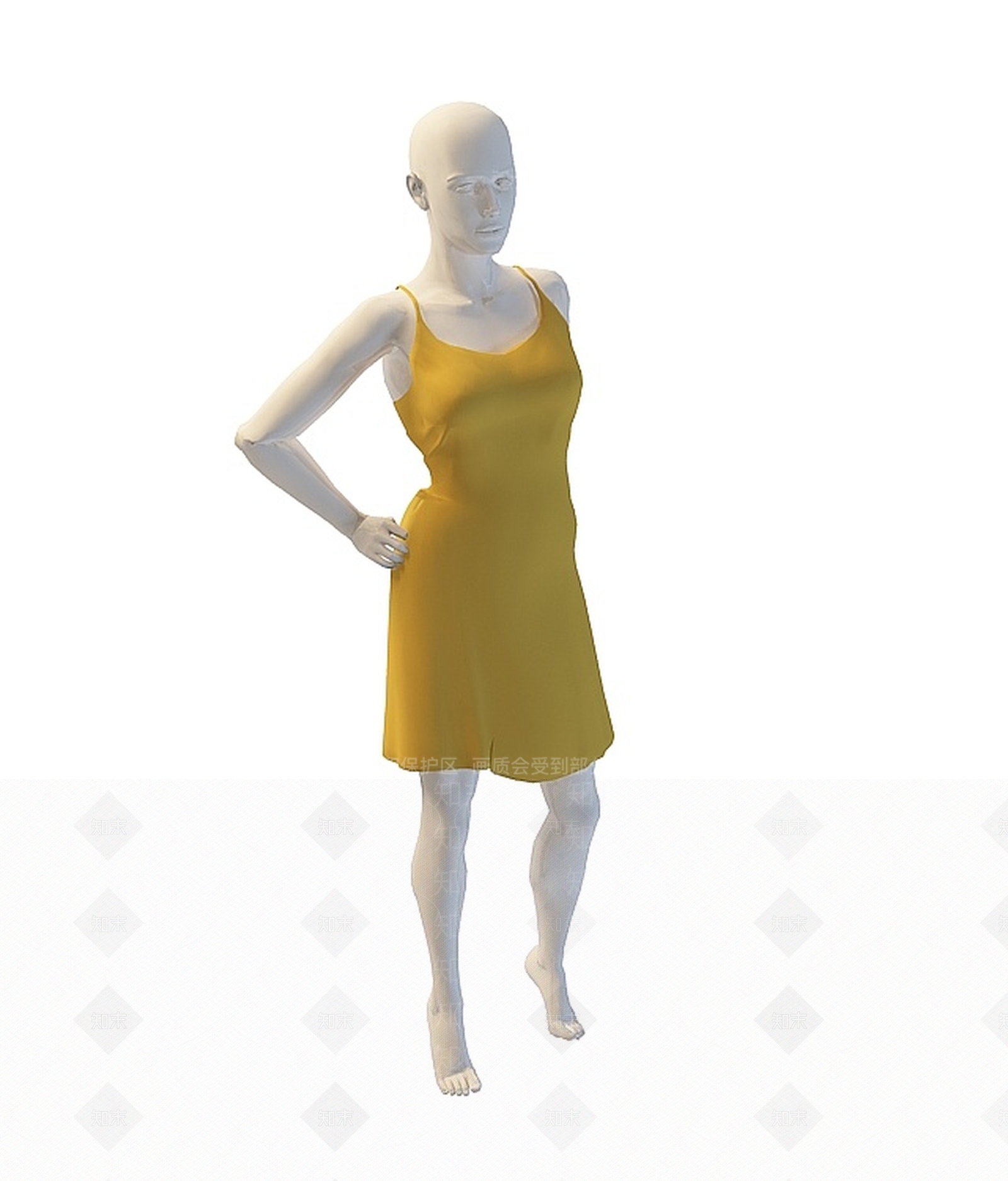 现代连衣裙女模特3D模型下载【ID:1197046734】