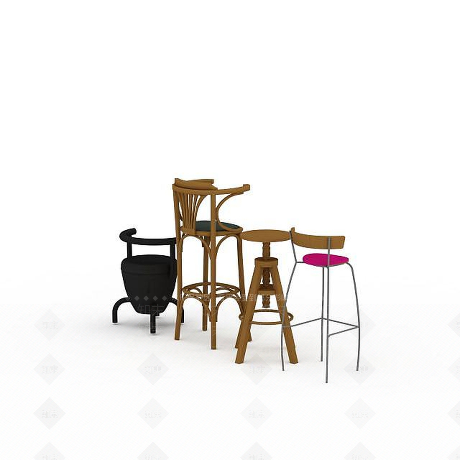 现代简约吧椅3D模型下载【ID:1197047191】