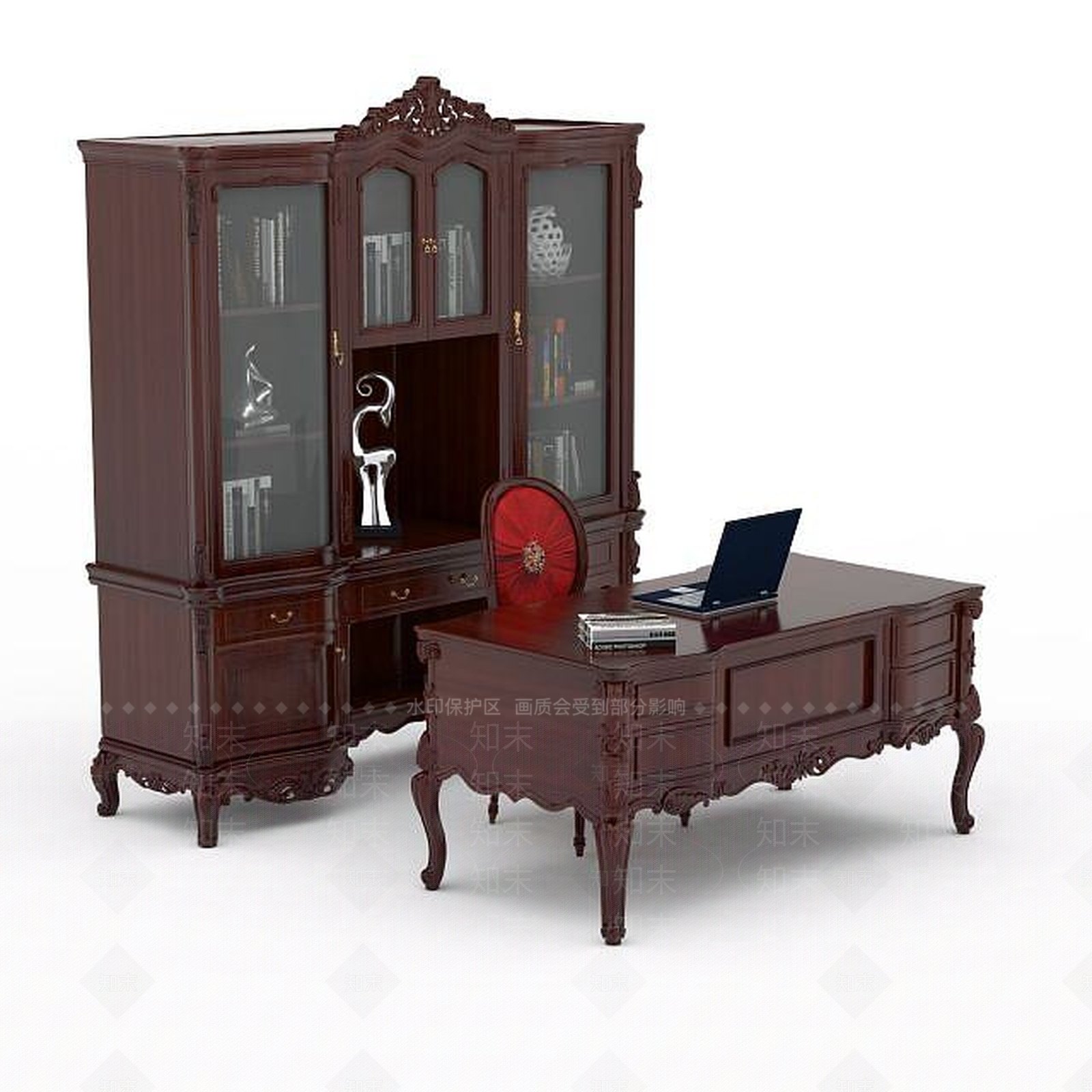 现代木质桌椅3D模型下载【ID:1197047950】