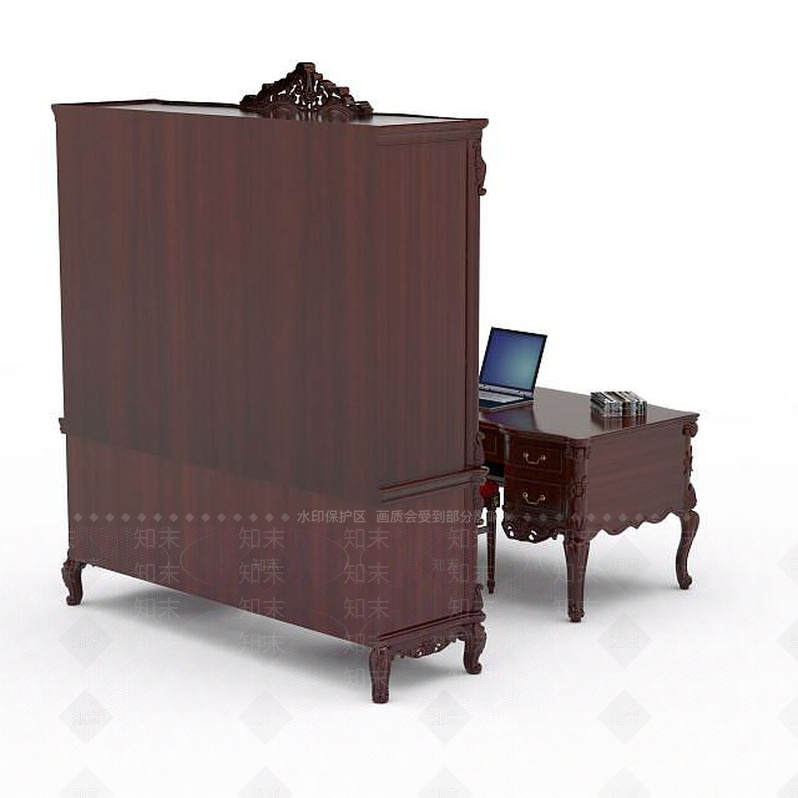 现代木质桌椅3D模型下载【ID:1197047950】