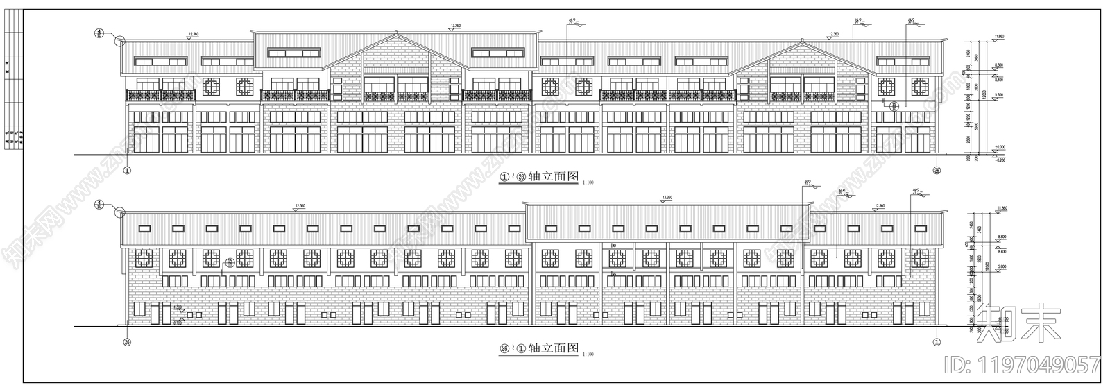 现代新中式商业街cad施工图下载【ID:1197049057】