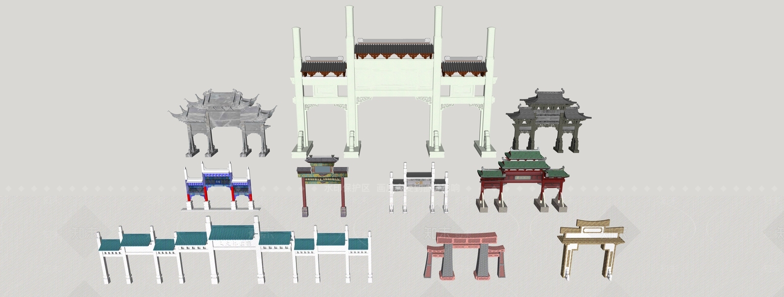 新中式中式牌坊牌楼SU模型下载【ID:1197051849】