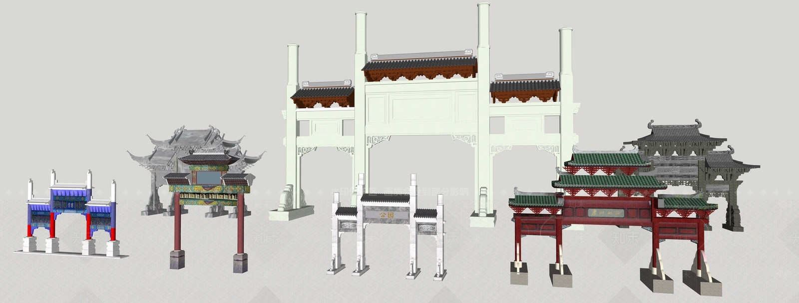 新中式中式牌坊牌楼SU模型下载【ID:1197051849】