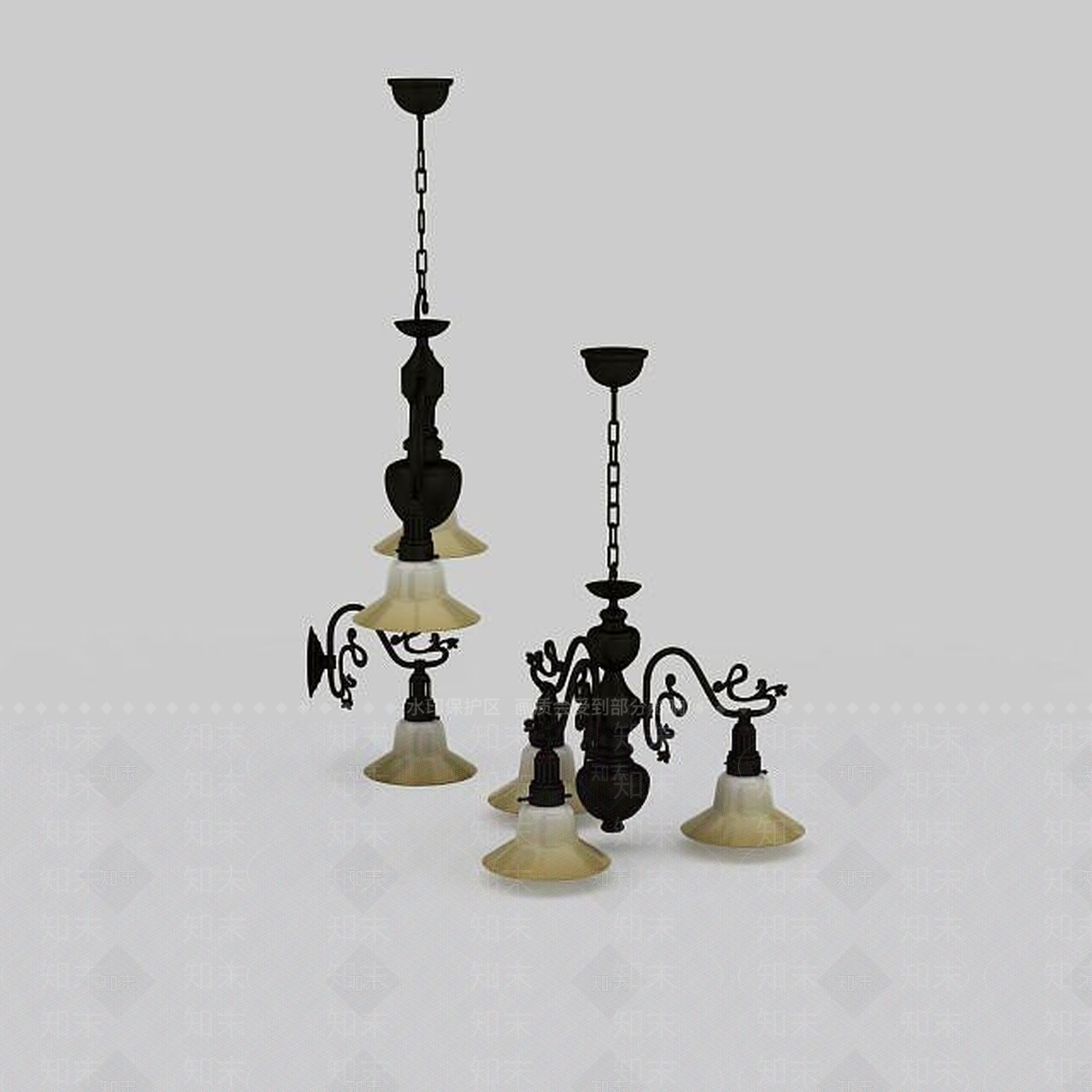 现代复古吊灯3D模型下载【ID:1197051393】