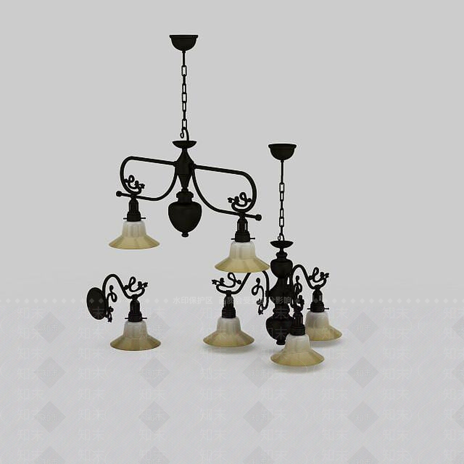 现代复古吊灯3D模型下载【ID:1197051393】