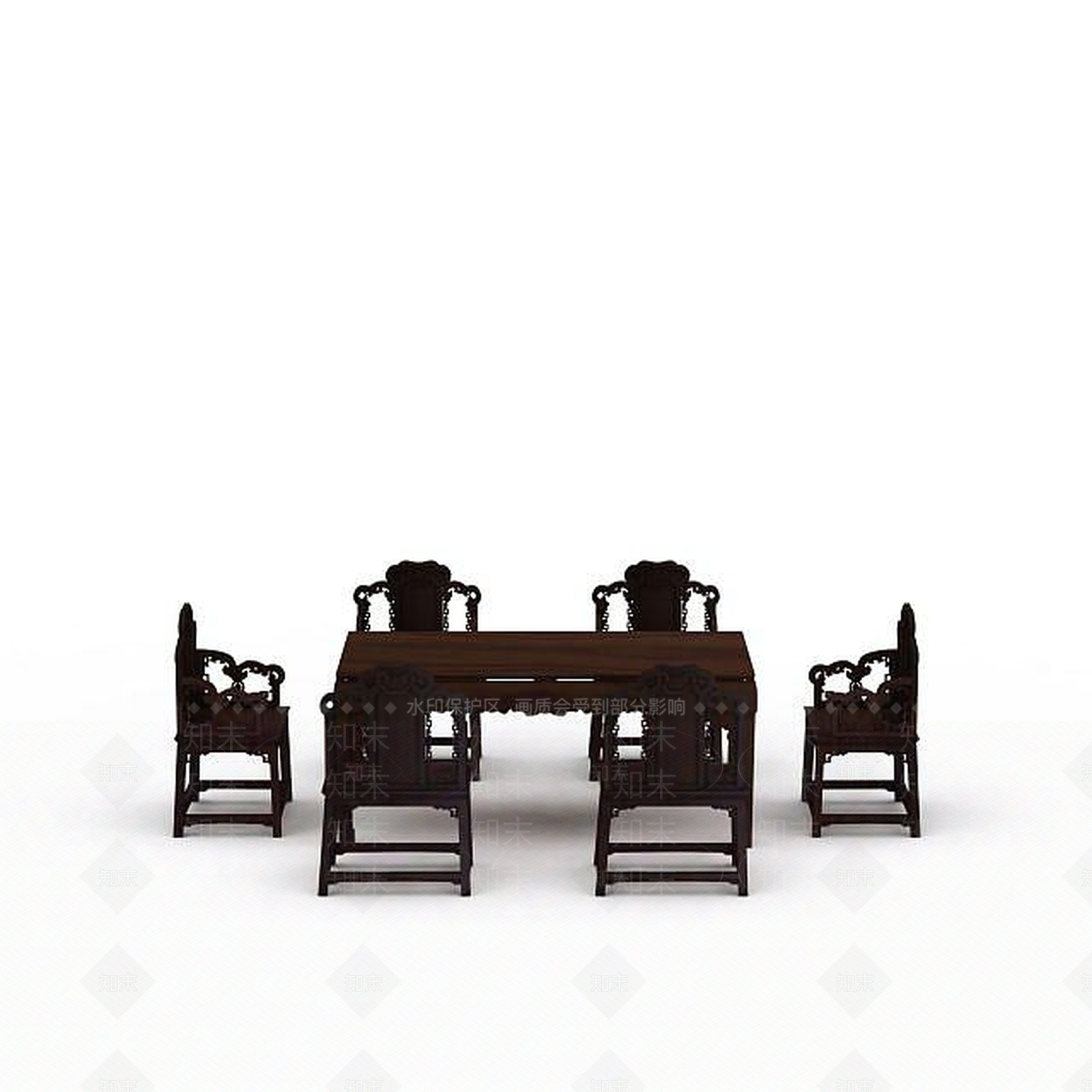 现代木质桌椅3D模型下载【ID:1197051552】