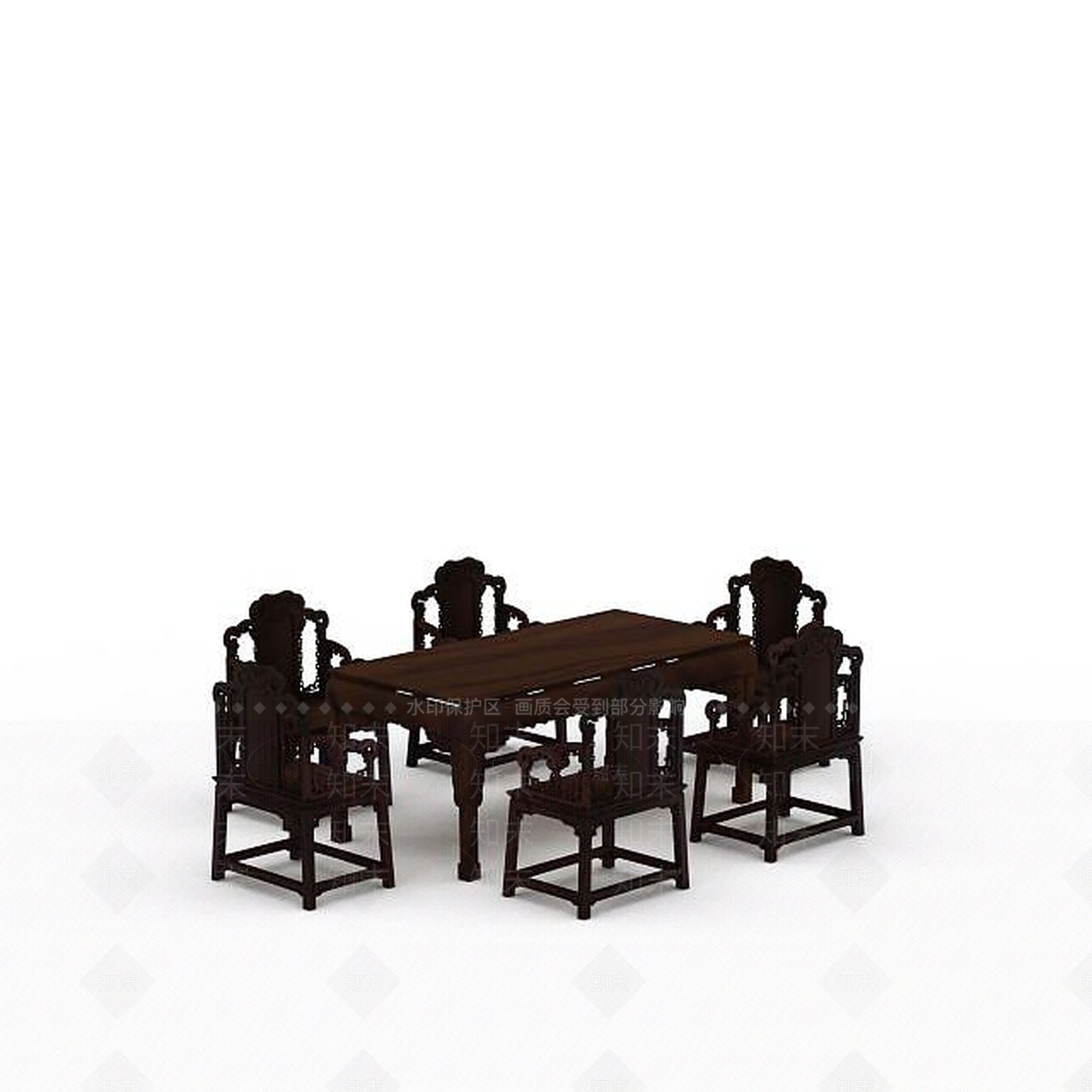 现代木质桌椅3D模型下载【ID:1197051552】