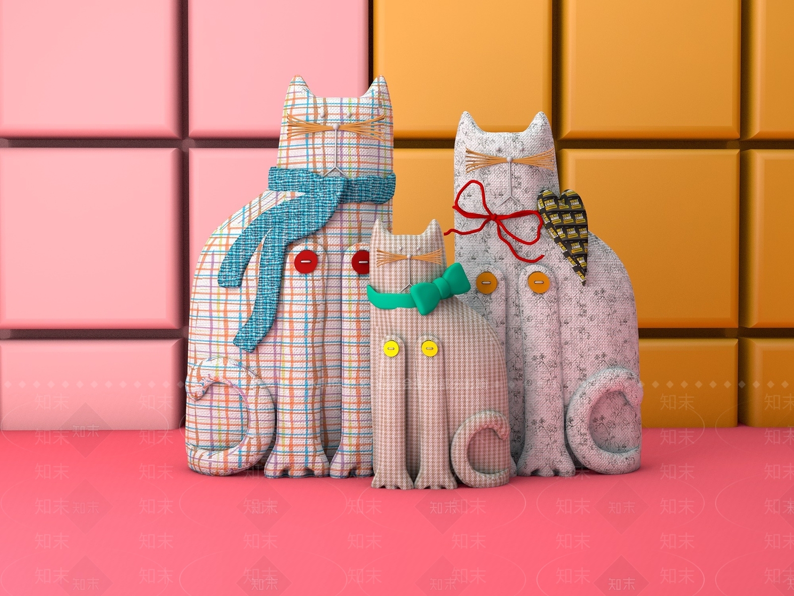 现代卡通猫装饰品3D模型下载【ID:1197054428】