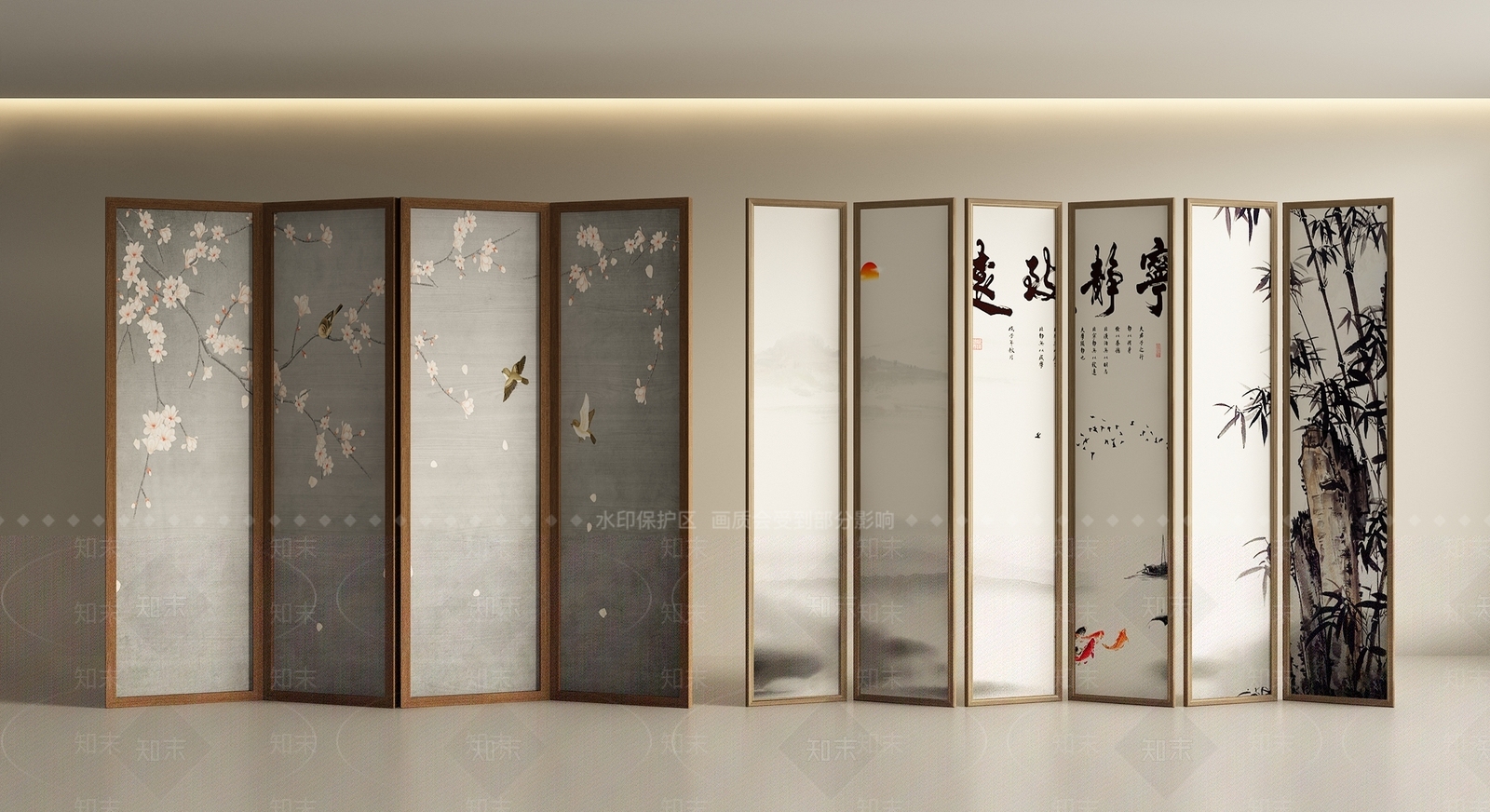 新中式中式屏风SU模型下载【ID:1197061735】