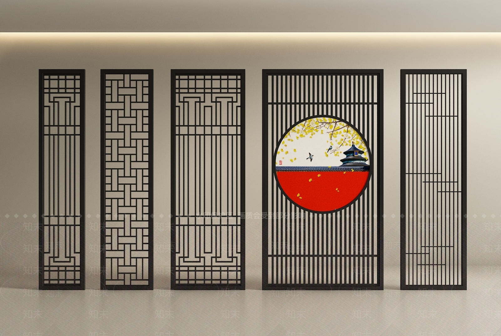 新中式中式屏风SU模型下载【ID:1197061900】