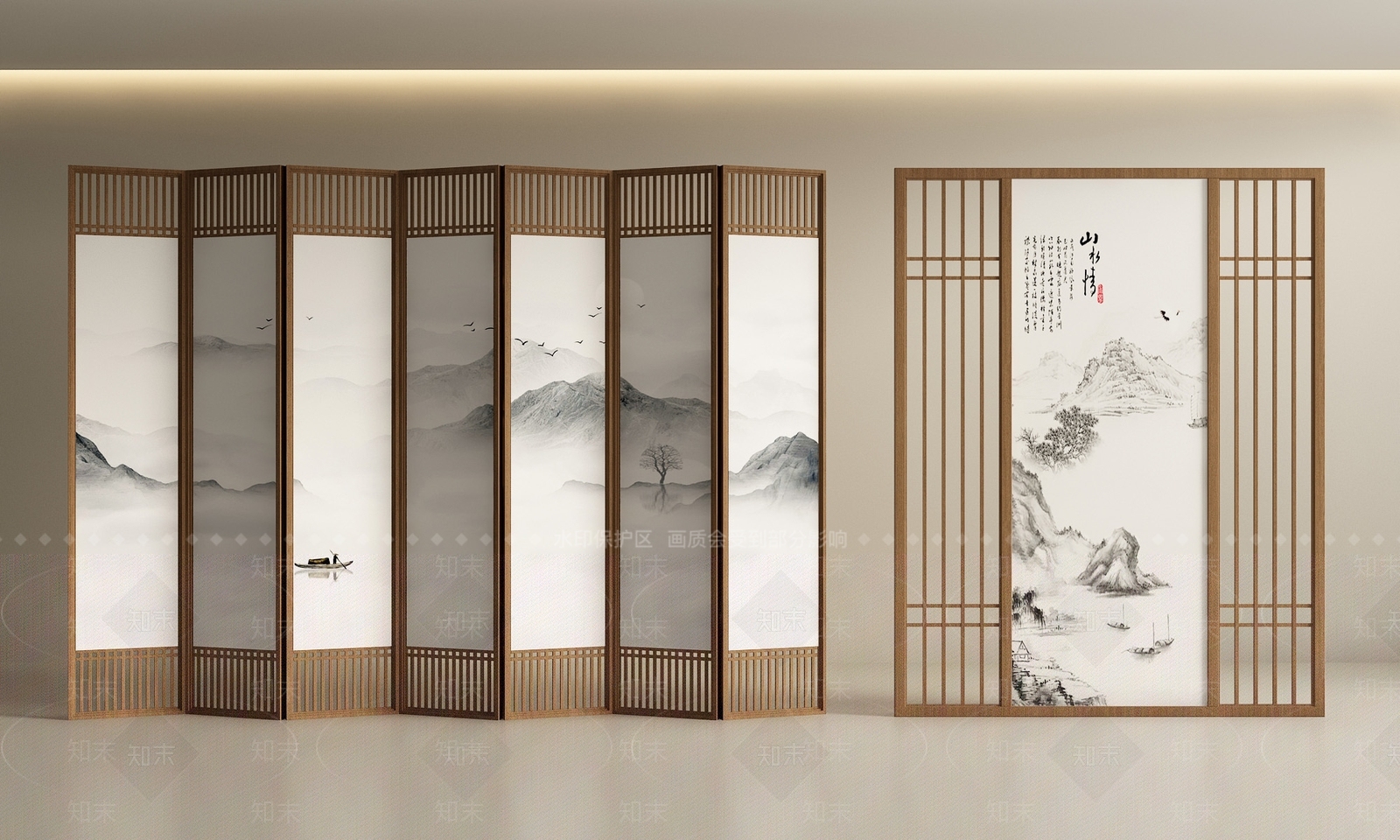 中式新中式屏风SU模型下载【ID:1197062577】