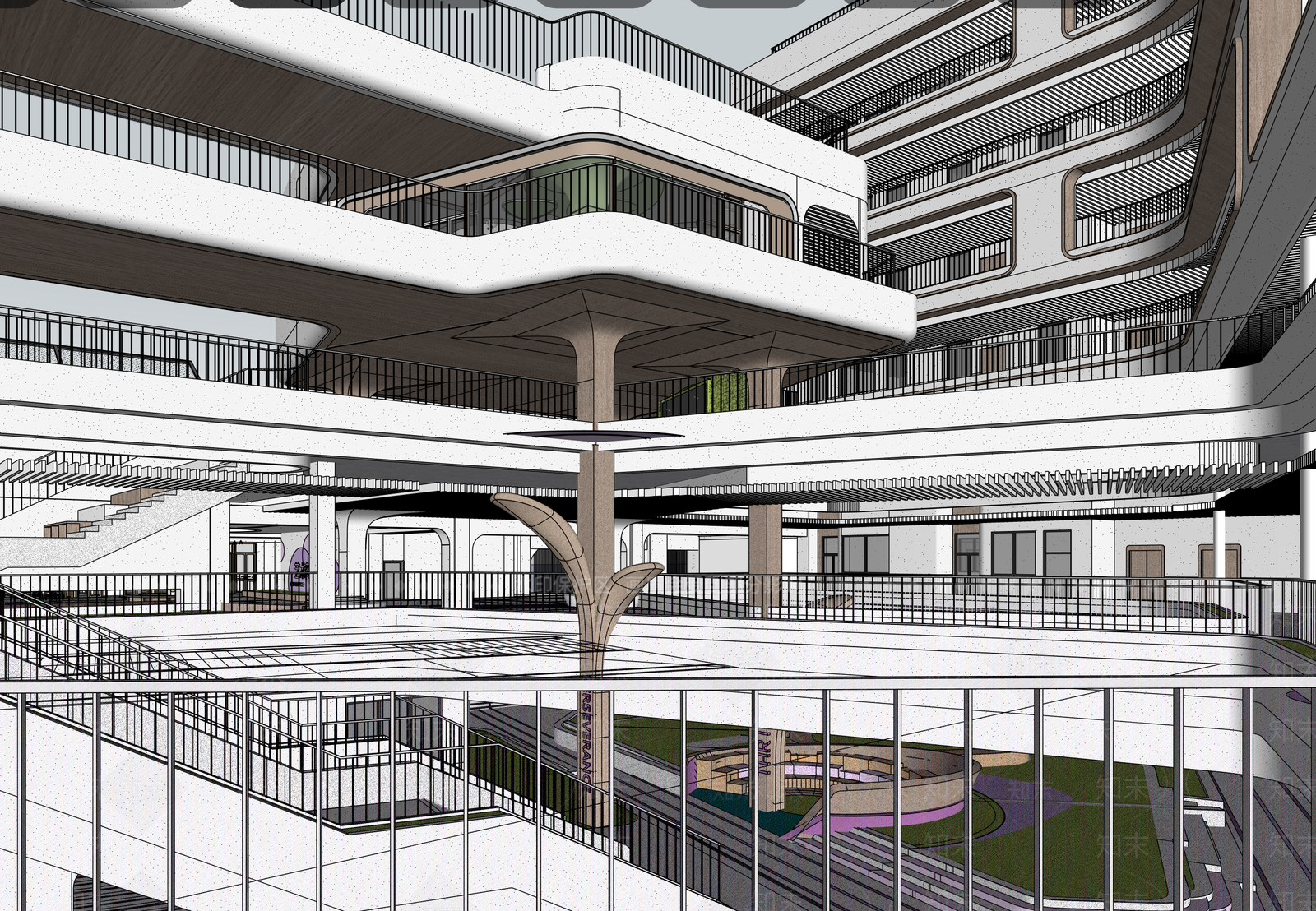 现代学校建筑SU模型下载【ID:1197062971】