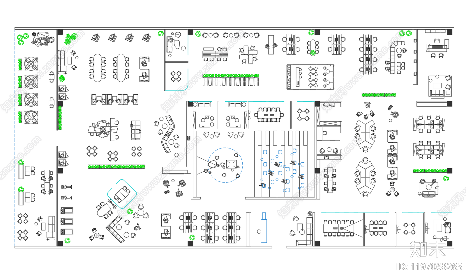 现代整体办公空间施工图下载【ID:1197063265】